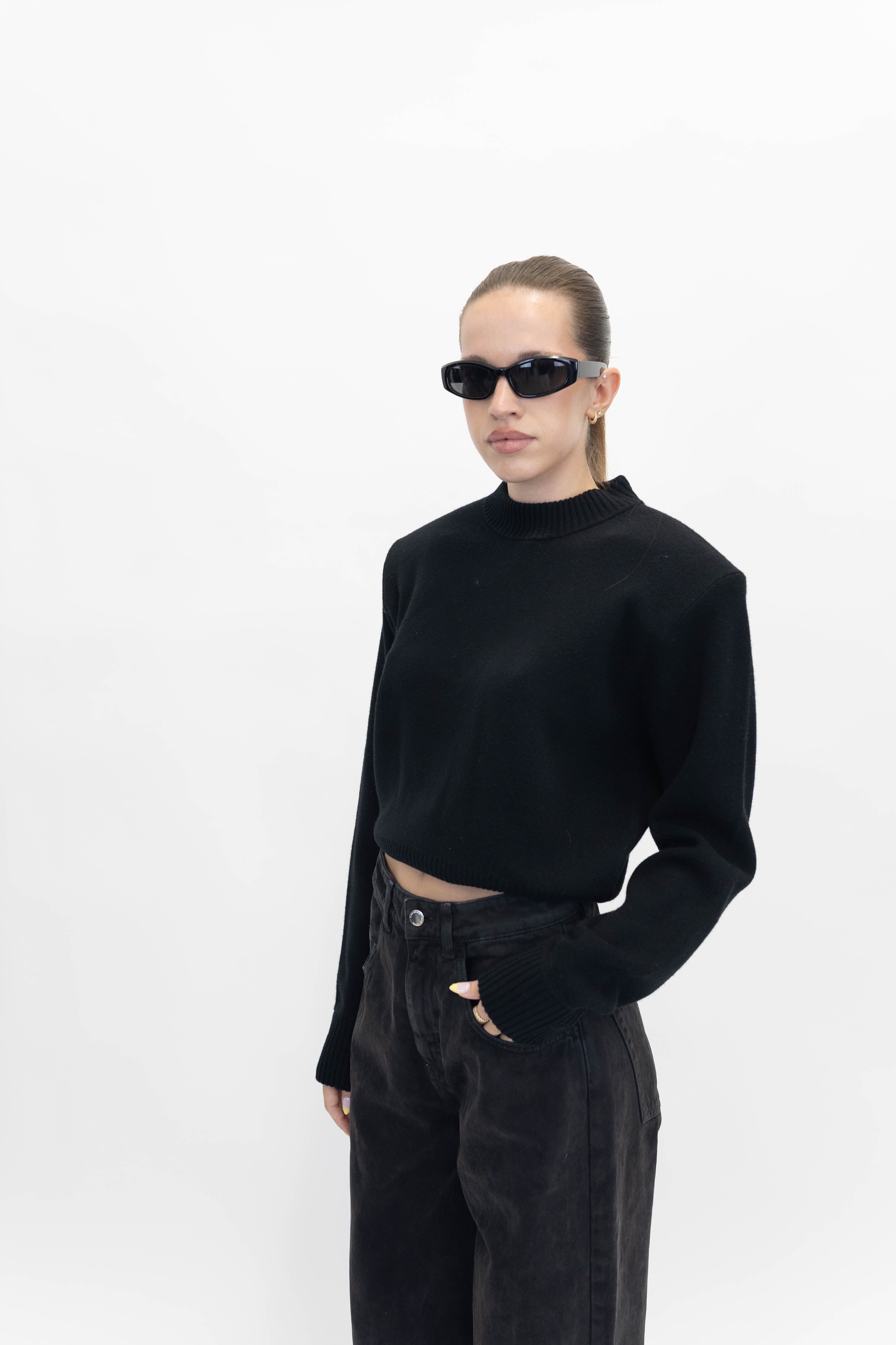 IRO LOVELIE PULLOVER IN BLACK KNIT IRO 