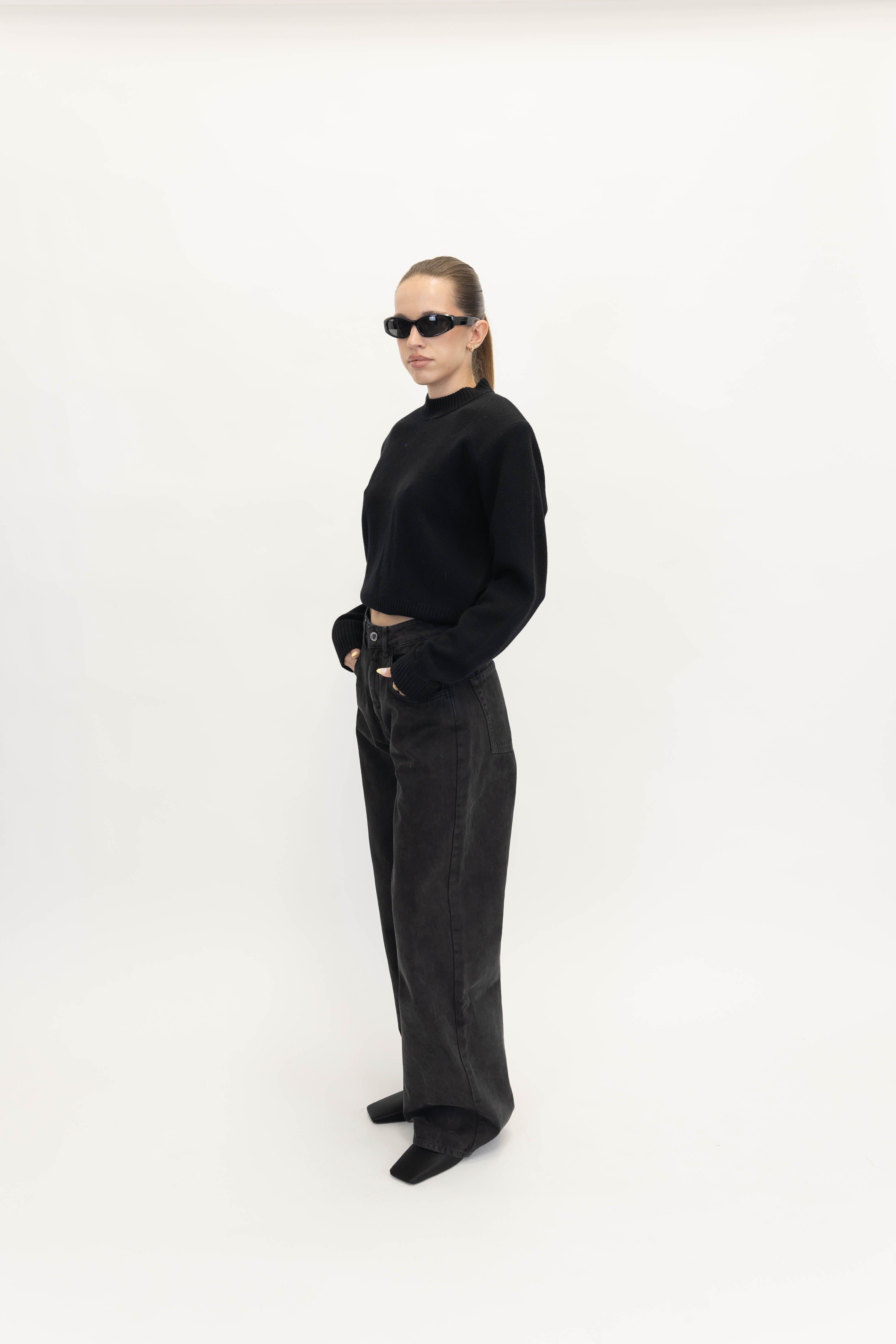 IRO LOVELIE PULLOVER IN BLACK KNIT IRO 