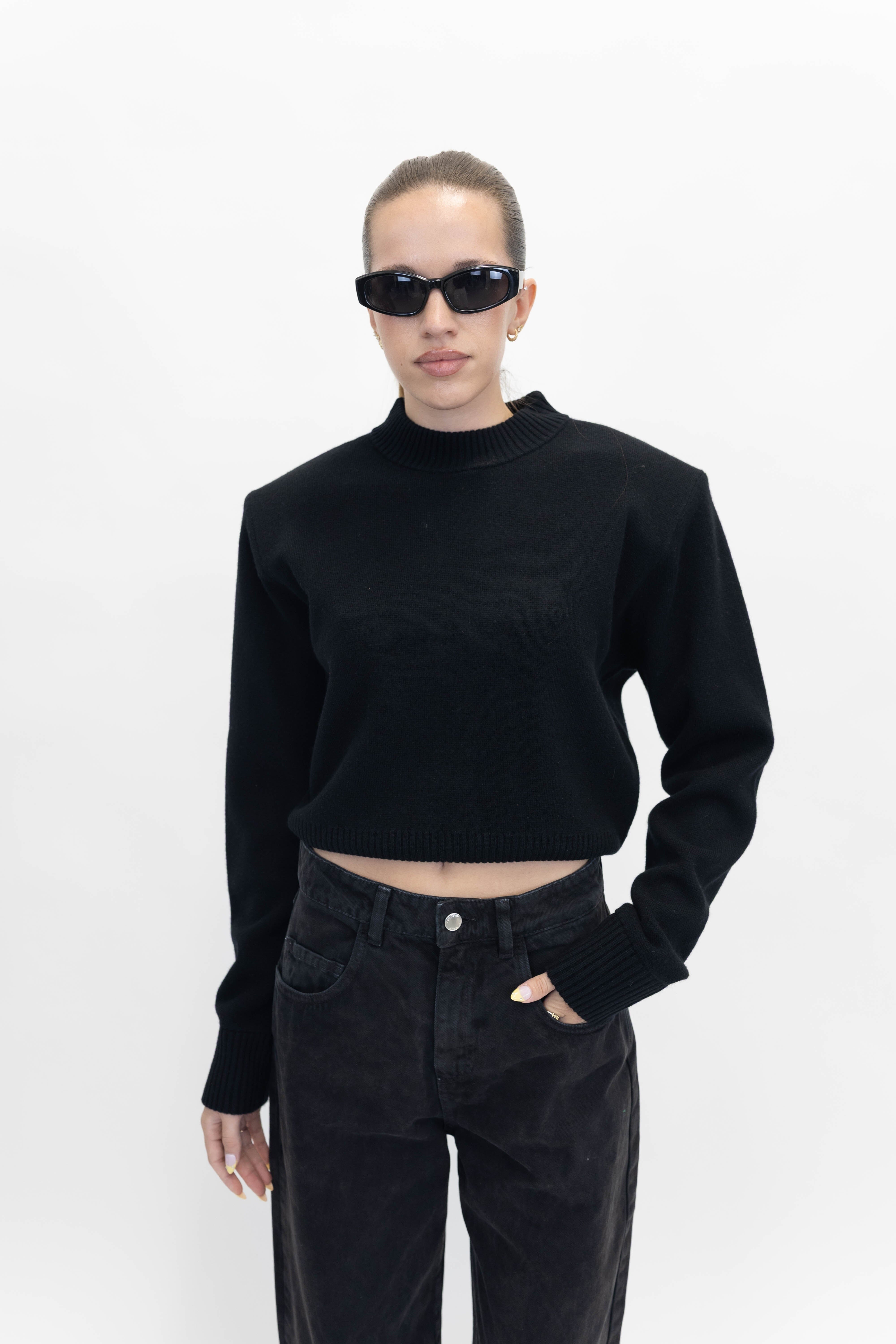 IRO LOVELIE PULLOVER IN BLACK KNIT IRO 