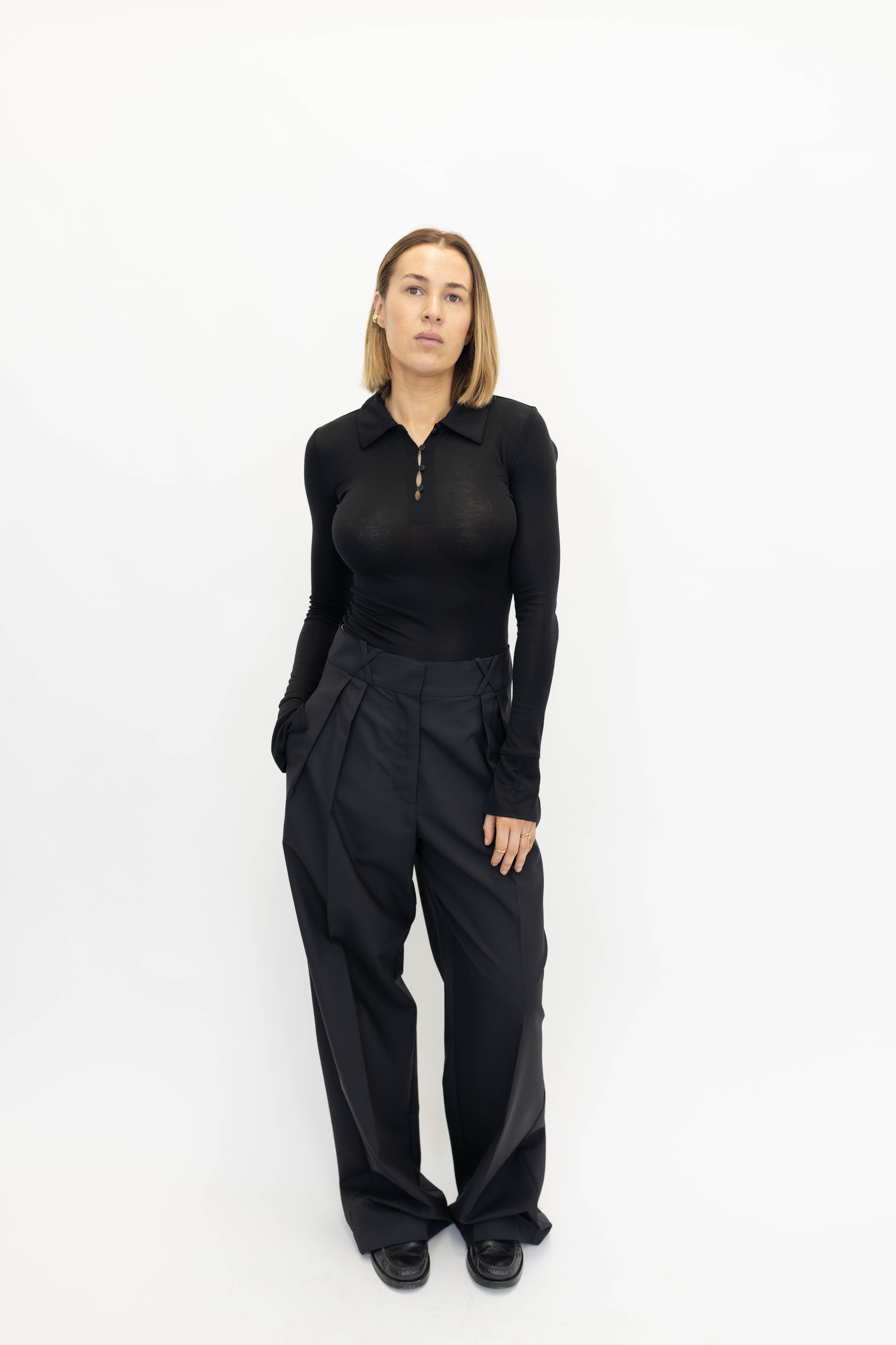 BREE POLO TEE IN BLACK TEE THE GARMENT 