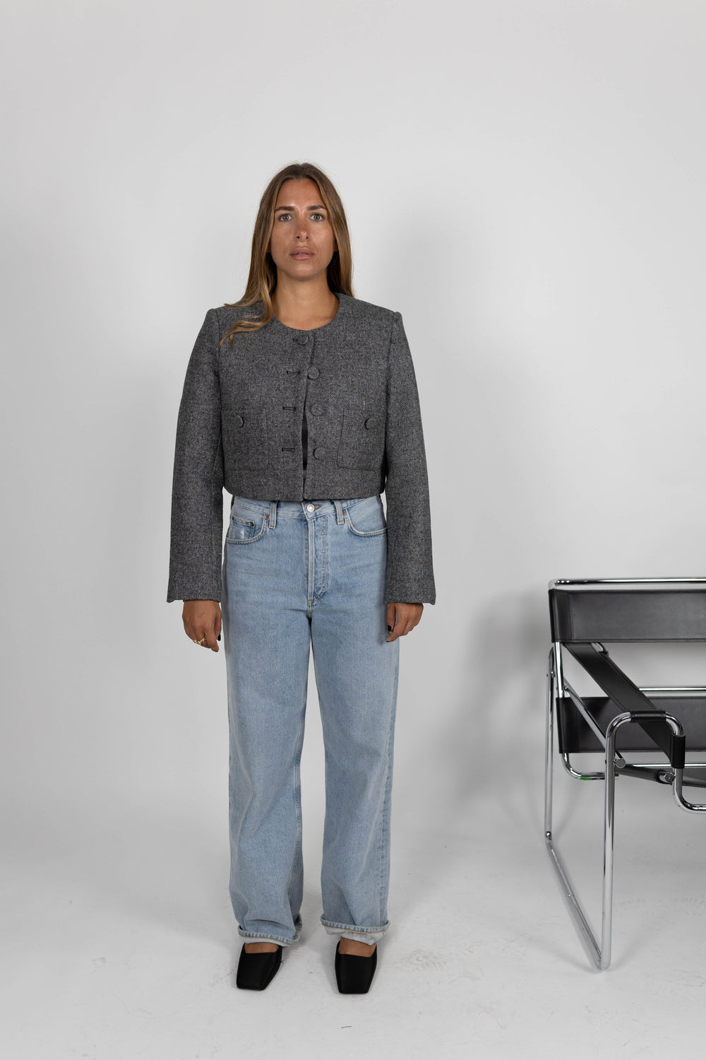 JULY CROP JACKET IN GREY JACKET KURE 