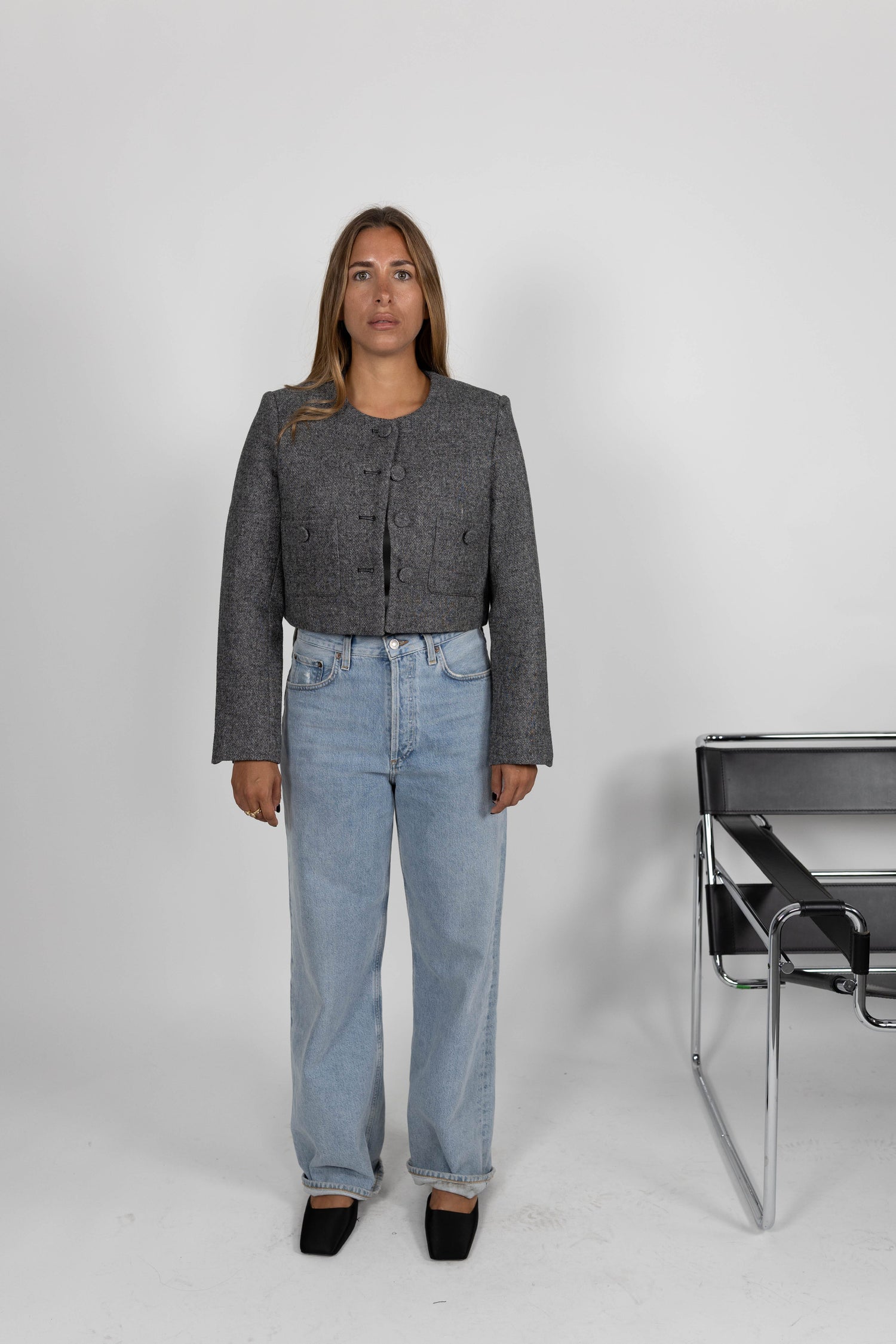 JULY CROP JACKET IN GREY JACKET KURE 