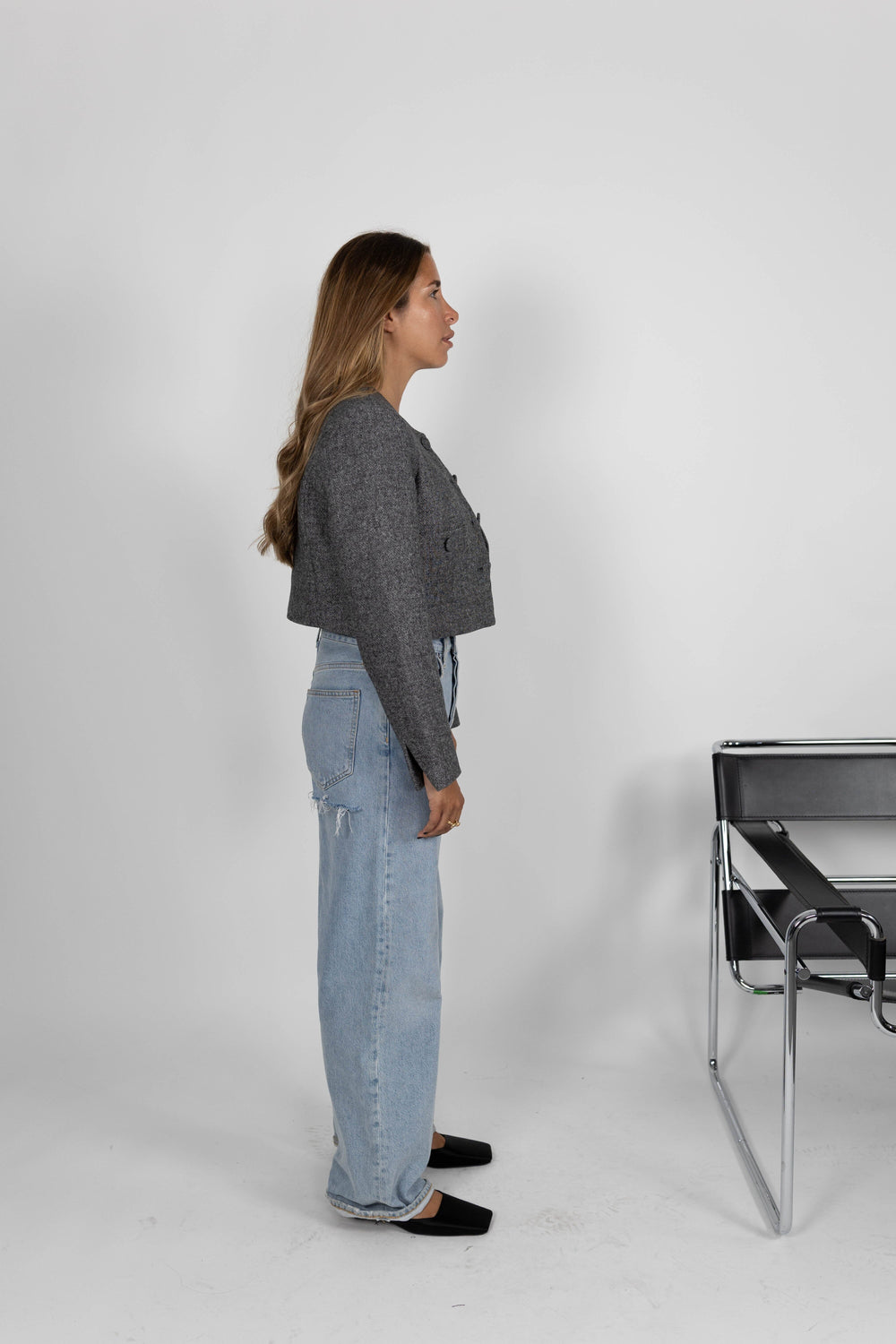 JULY CROP JACKET IN GREY JACKET KURE 