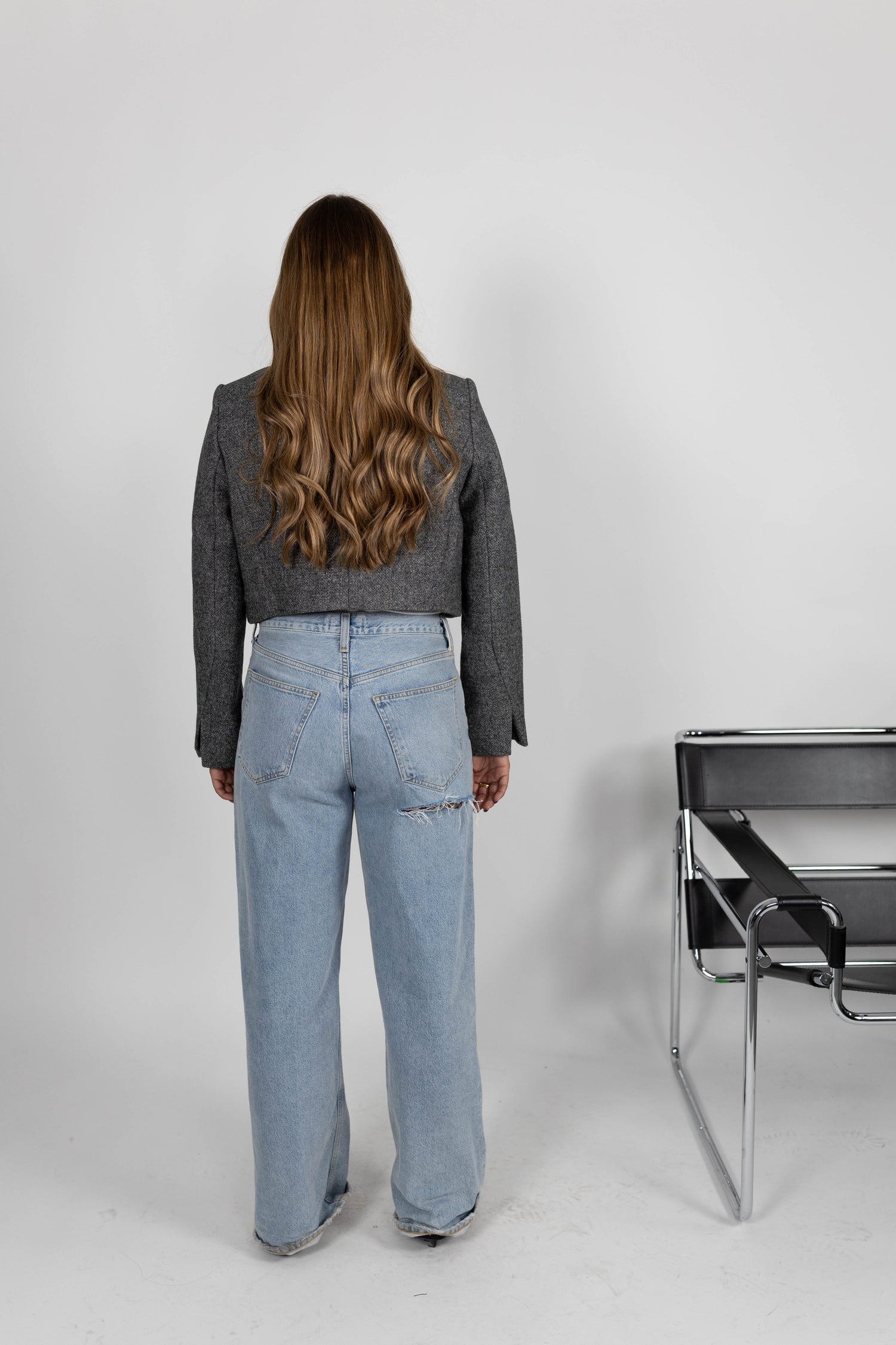 JULY CROP JACKET IN GREY JACKET KURE 