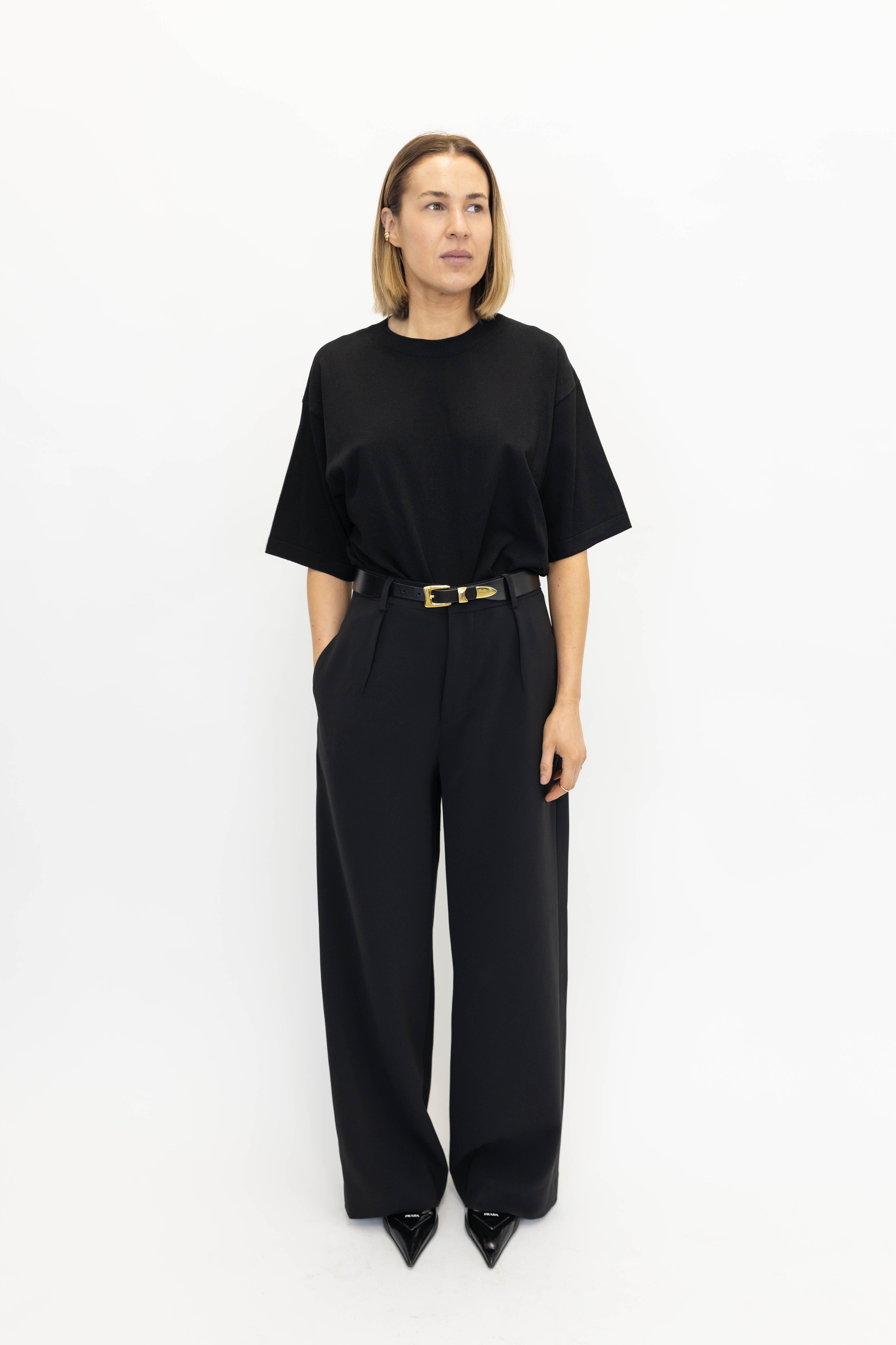 KAGITI OVERSIZED KNITTED T-SHIRT IN BLACK T-SHIRT CHRISTIAN WIJNANTS 