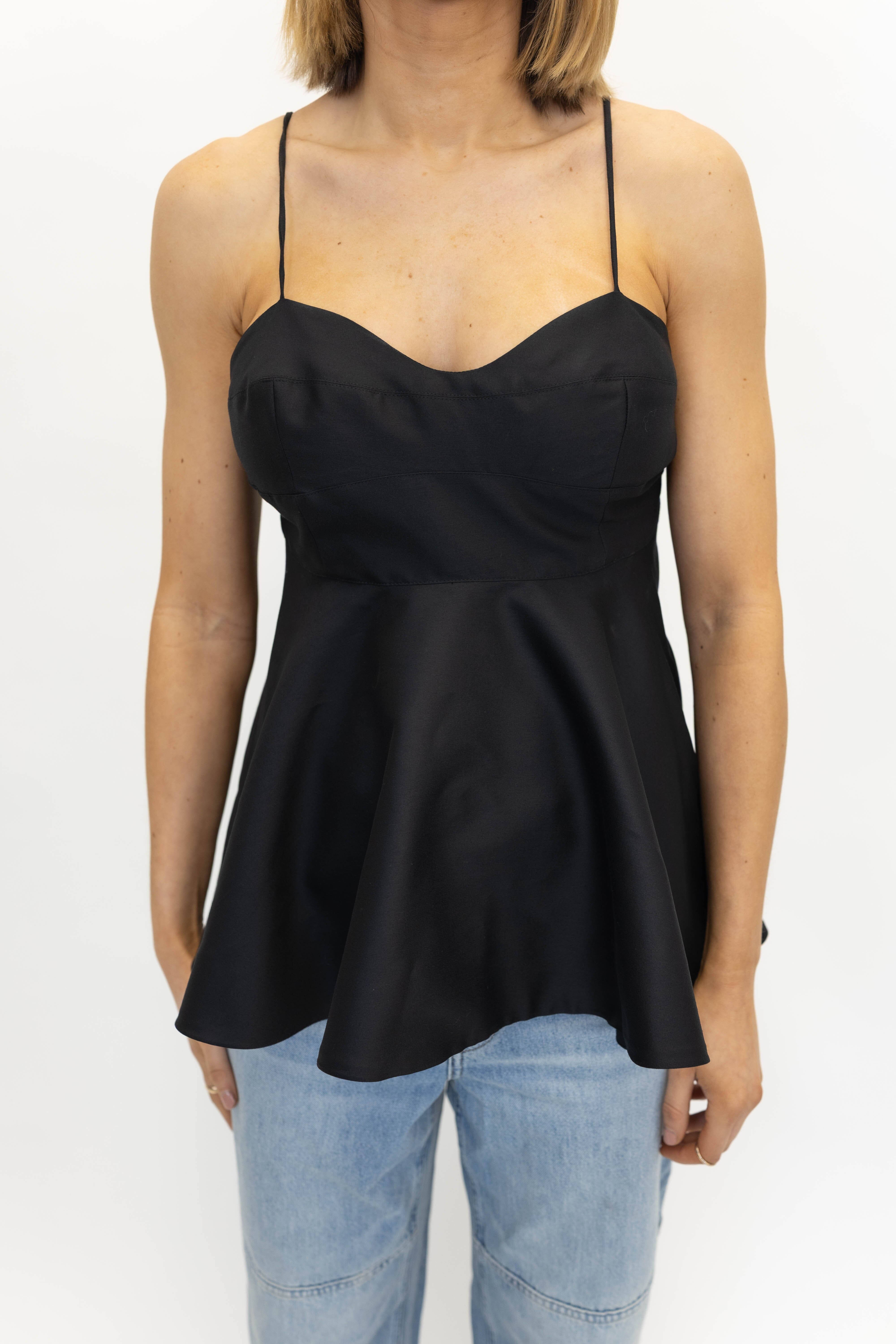 BUSTIER PEPLUM TOP IN BLACK TOP ROHE 