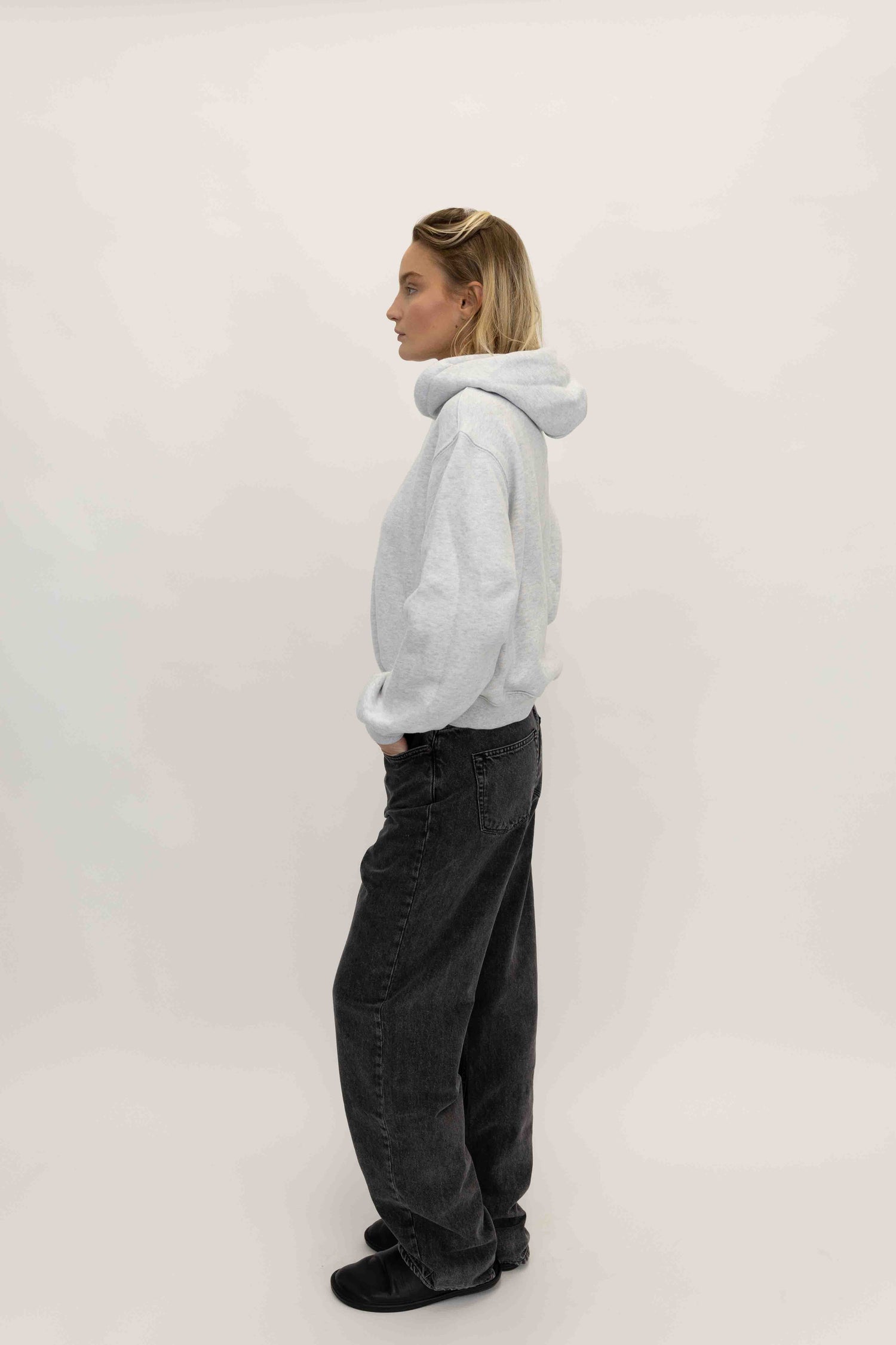 ESSENTIAL TERRY HOODIE WITH PUFF PAINT LOGO IN LIGHT HEATHER GREY SWEATSHIRT ALEXANDER WANG 