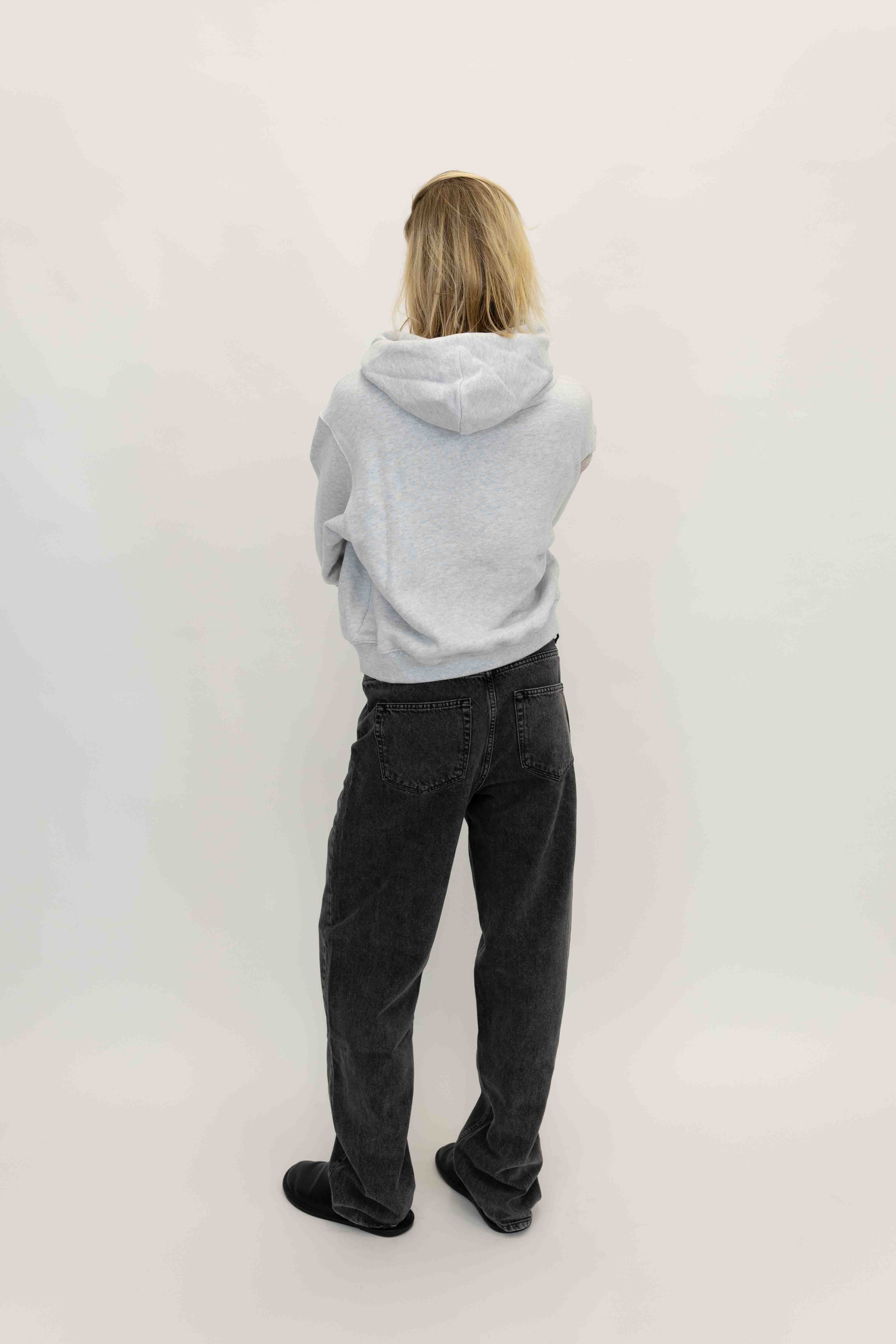 ESSENTIAL TERRY HOODIE WITH PUFF PAINT LOGO IN LIGHT HEATHER GREY SWEATSHIRT ALEXANDER WANG 