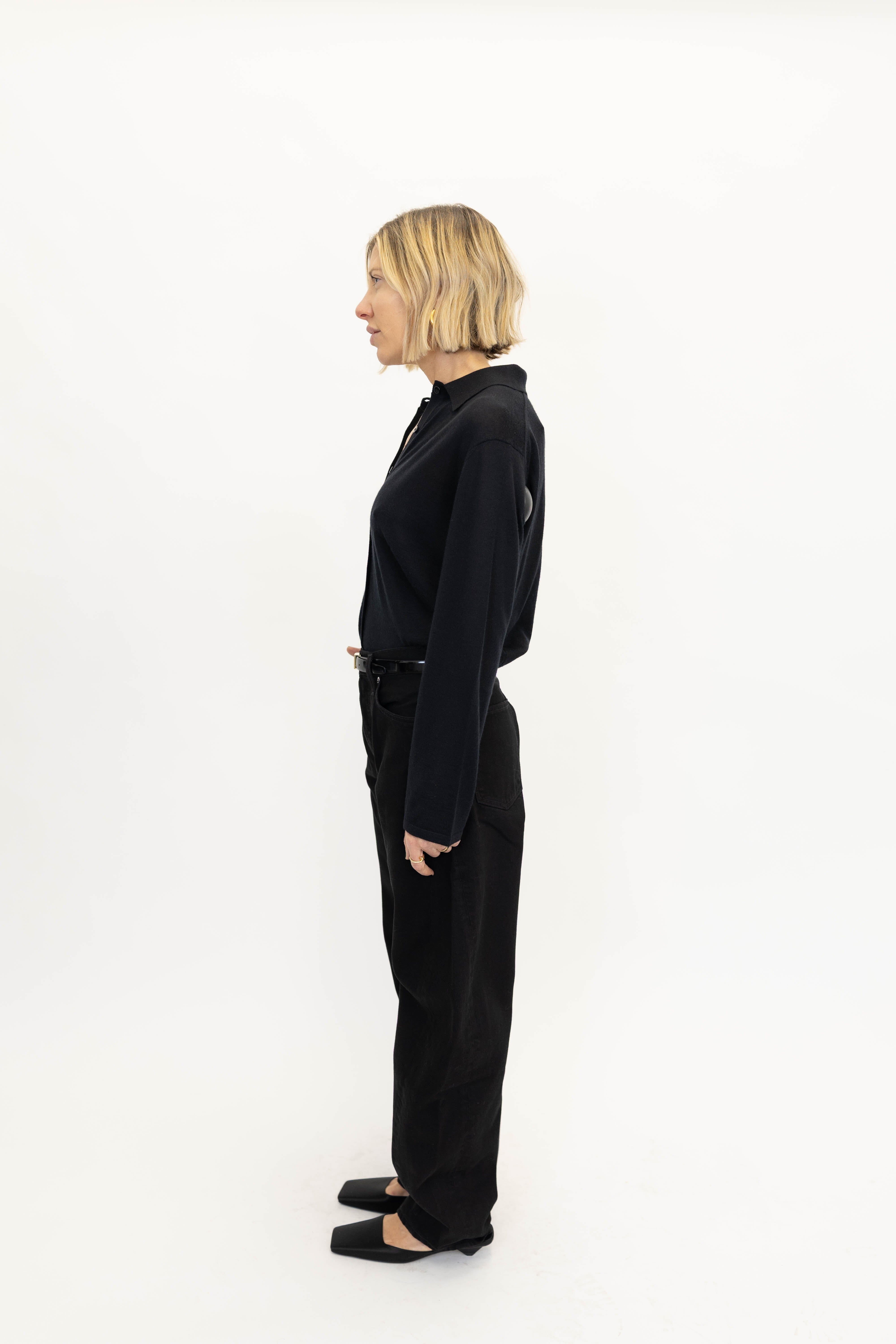 FEATHERLIGHT SHIRT IN BLACK SHIRT SOFT GOAT 