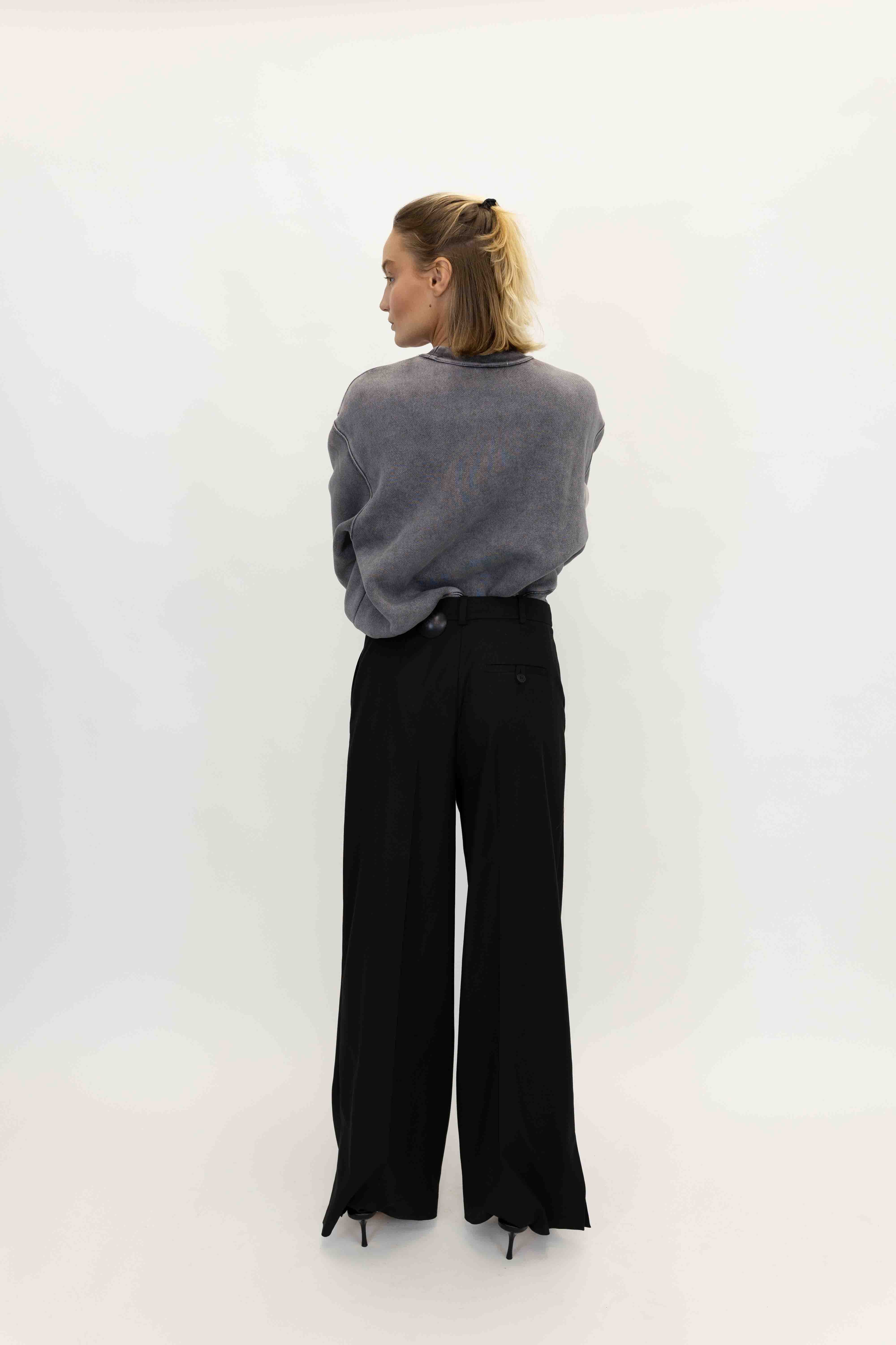 ESSENTIAL TERRY CREW SWEATSHIRT W/ PUFFPAINT LOGO IN WASHED GRANITE SWEATSHIRT ALEXANDER WANG 