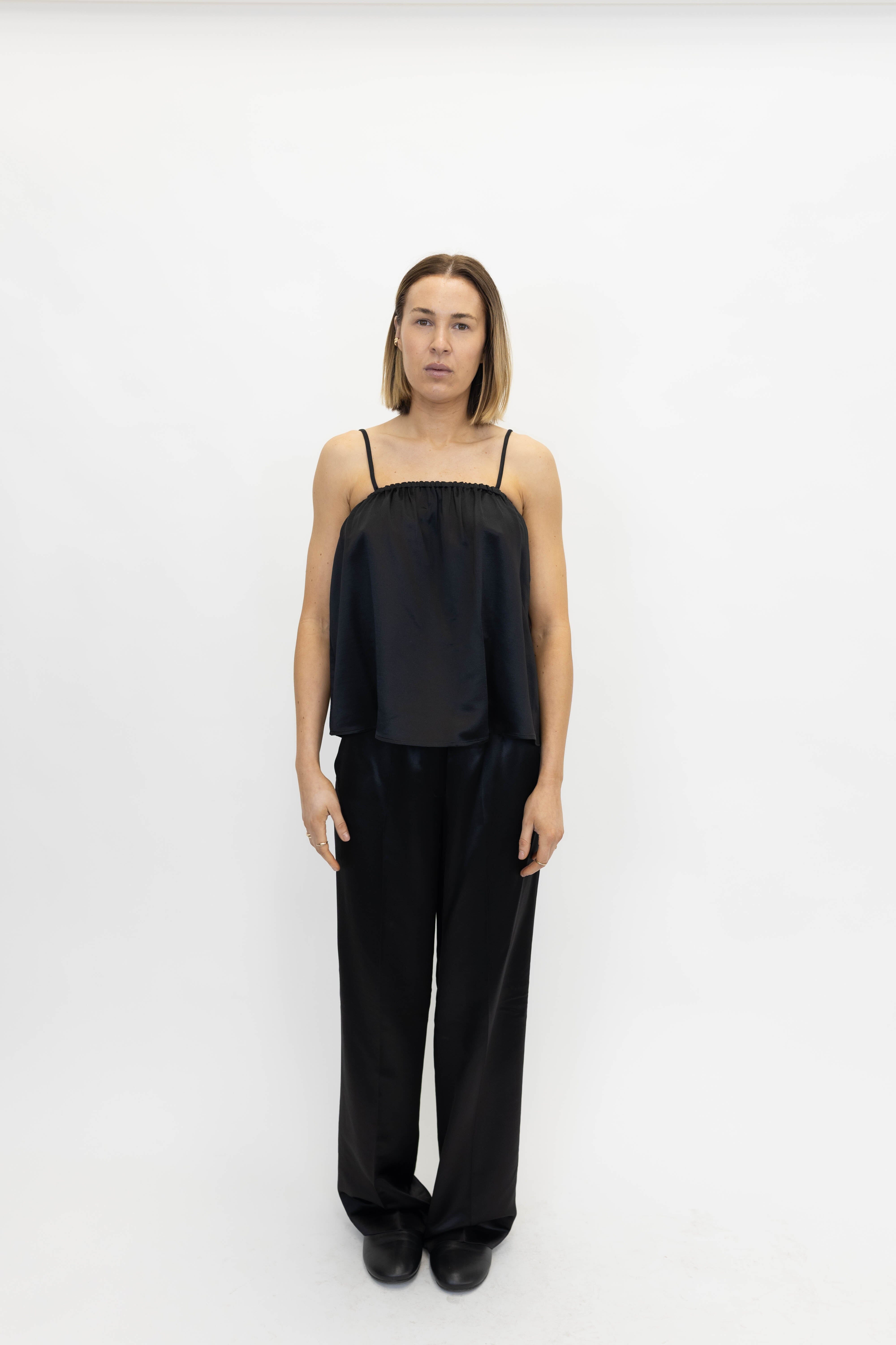 SILK PANTS IN BLACK PANTS SOFT GOAT 