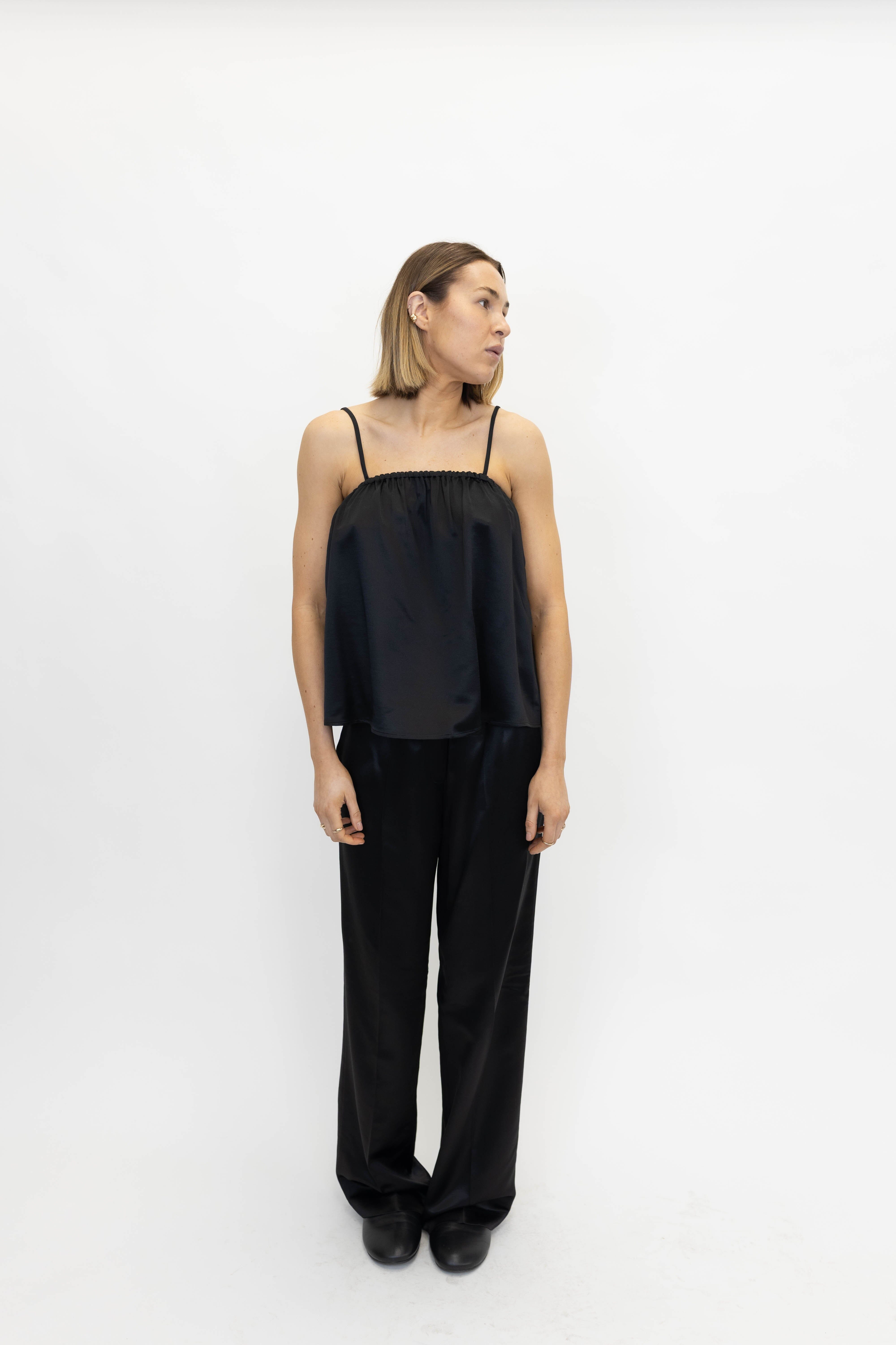 SILK PANTS IN BLACK PANTS SOFT GOAT 
