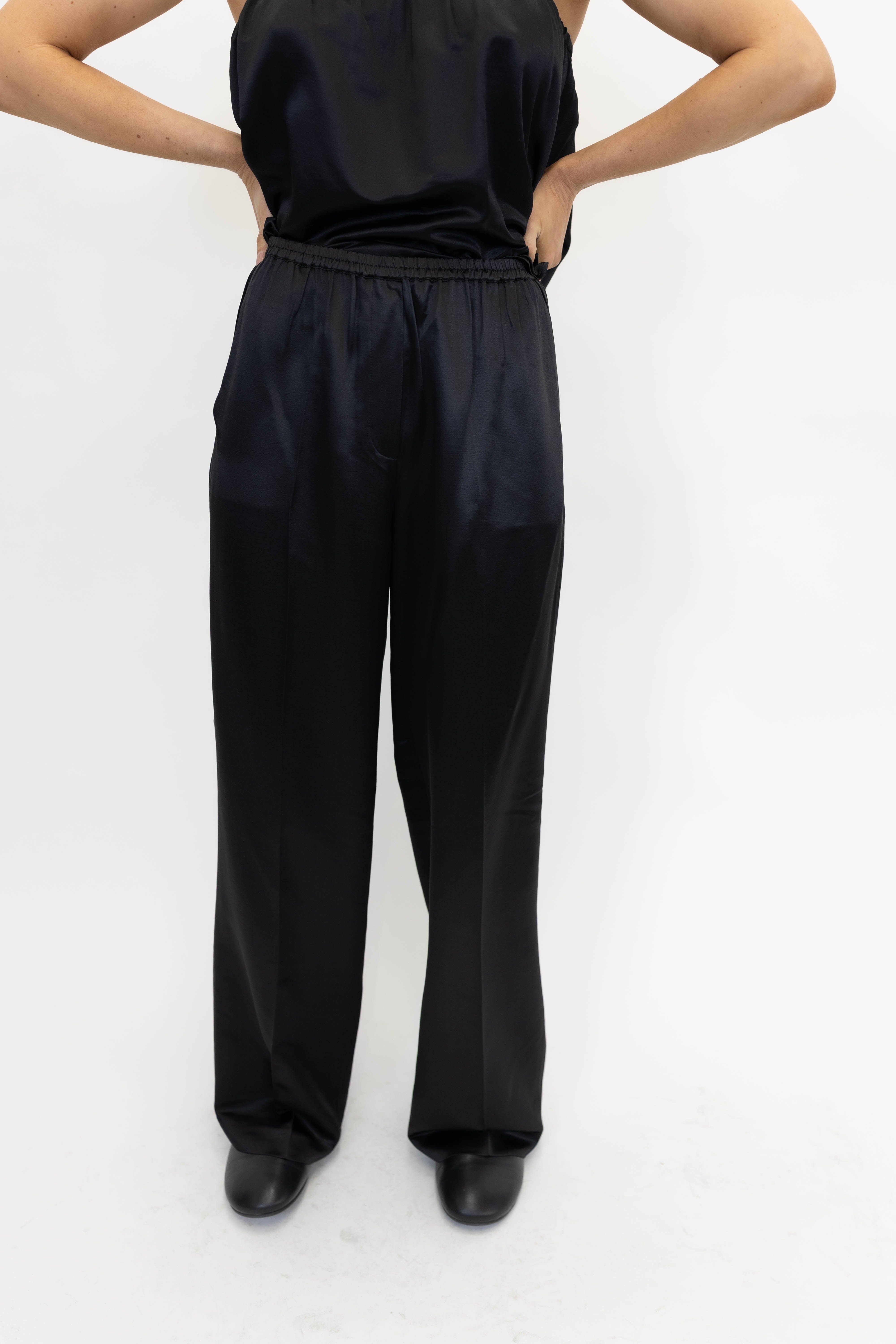 SILK PANTS IN BLACK PANTS SOFT GOAT 