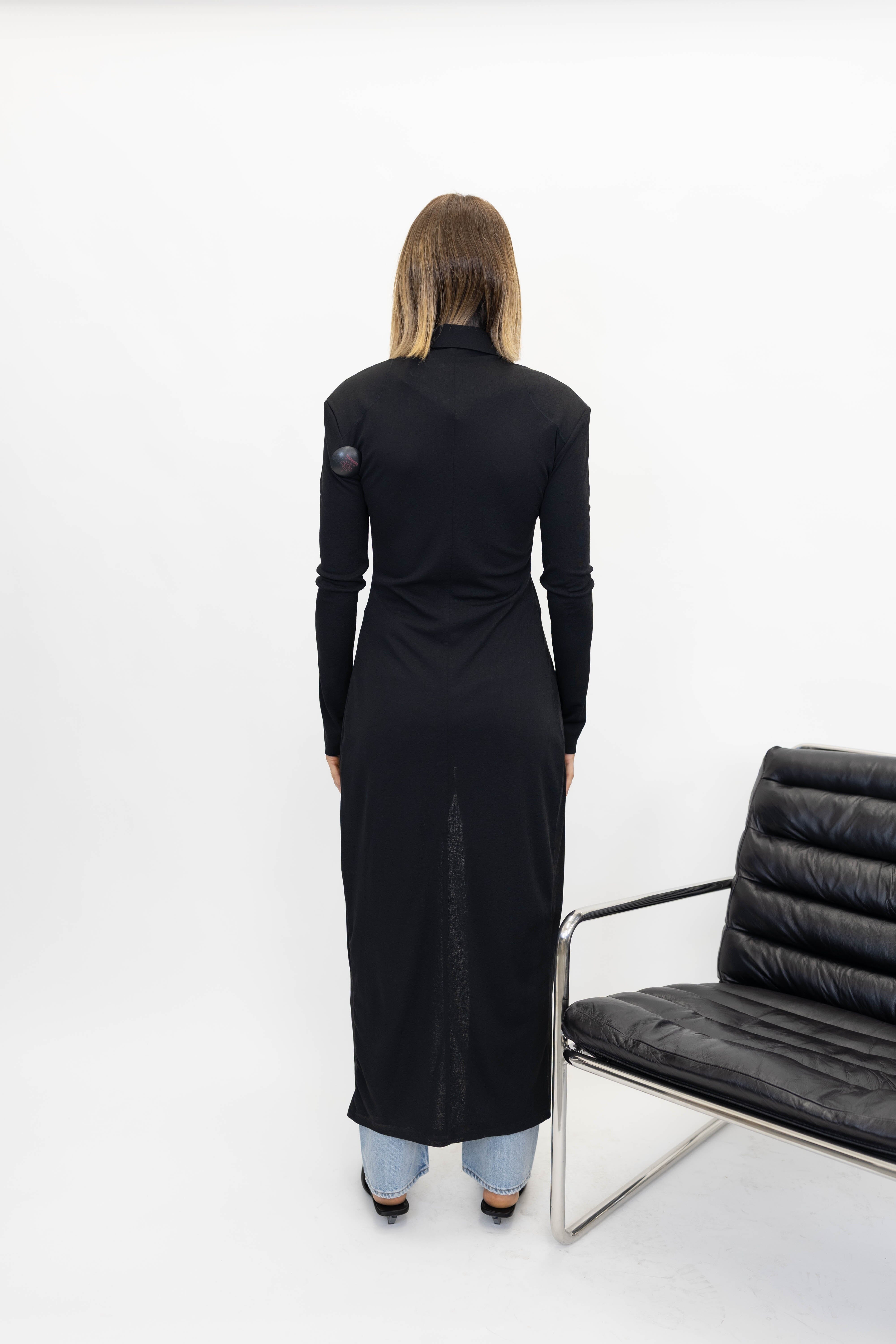 DHARA BUTTON UP DRESS IN BLACK DRESS NANUSHKA 