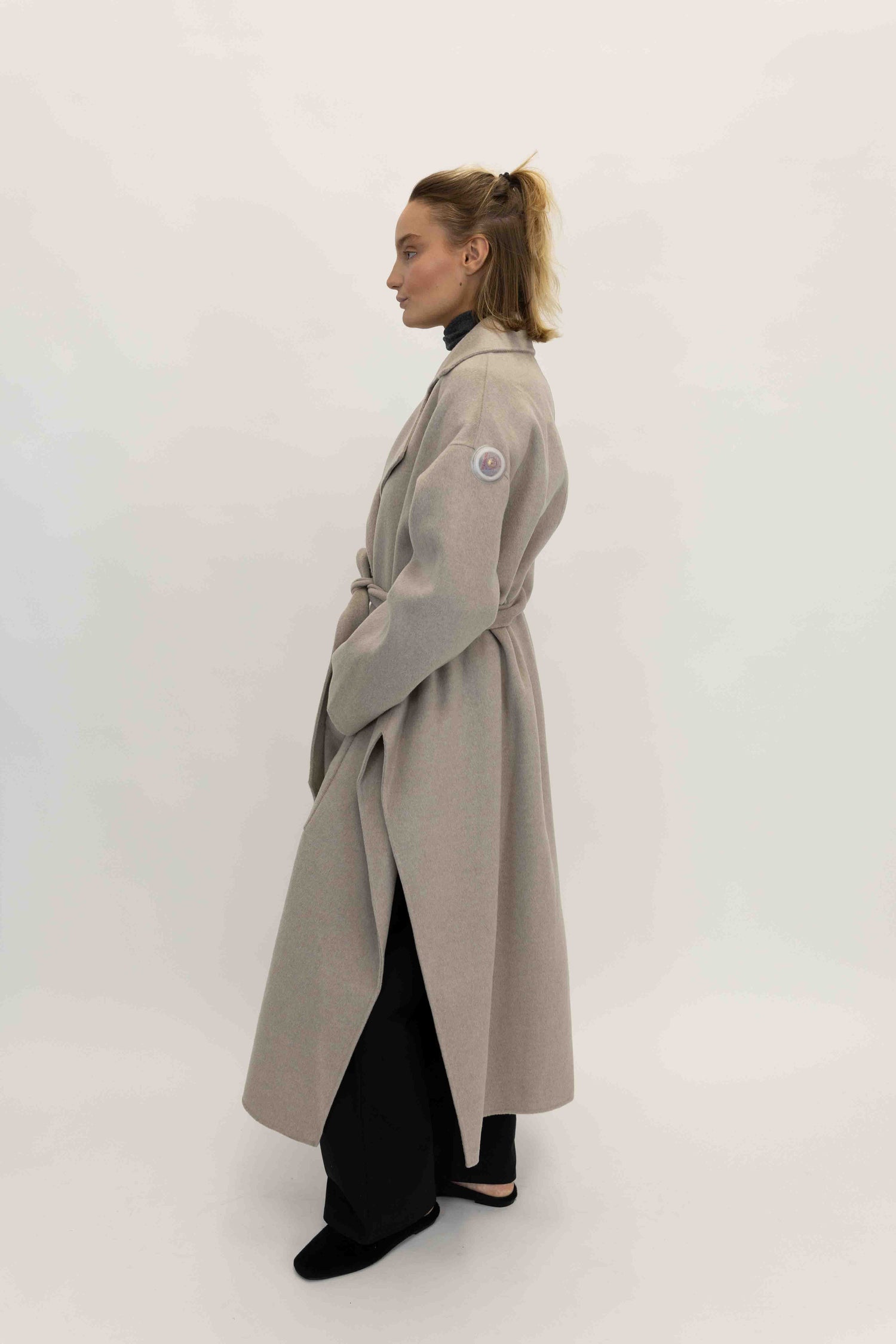 SALIMA DOUBLE WOOL COAT IN STONE COAT NANUSHKA 