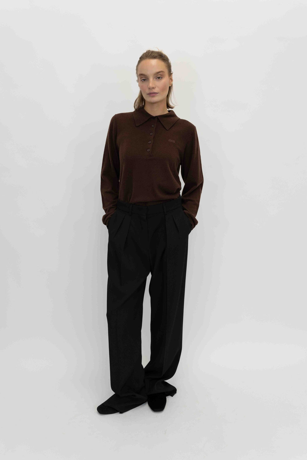 MANZI POLO PULLOVER IN DEEP BURNT BROWN PULLOVER GESTUZ 