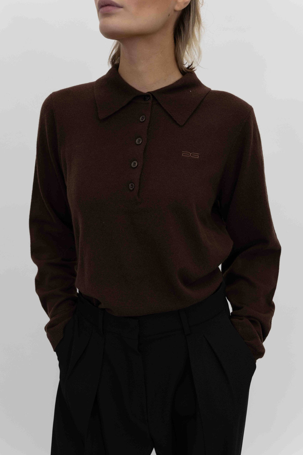 MANZI POLO PULLOVER IN DEEP BURNT BROWN PULLOVER GESTUZ 