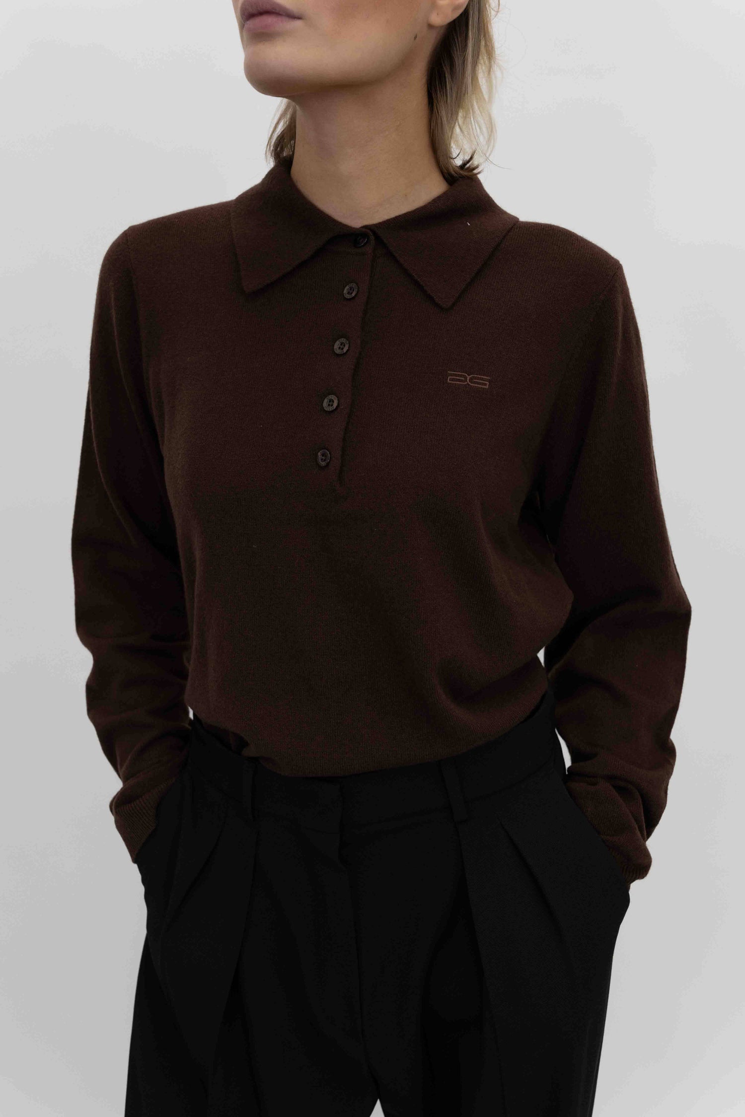 MANZI POLO PULLOVER IN DEEP BURNT BROWN PULLOVER GESTUZ 