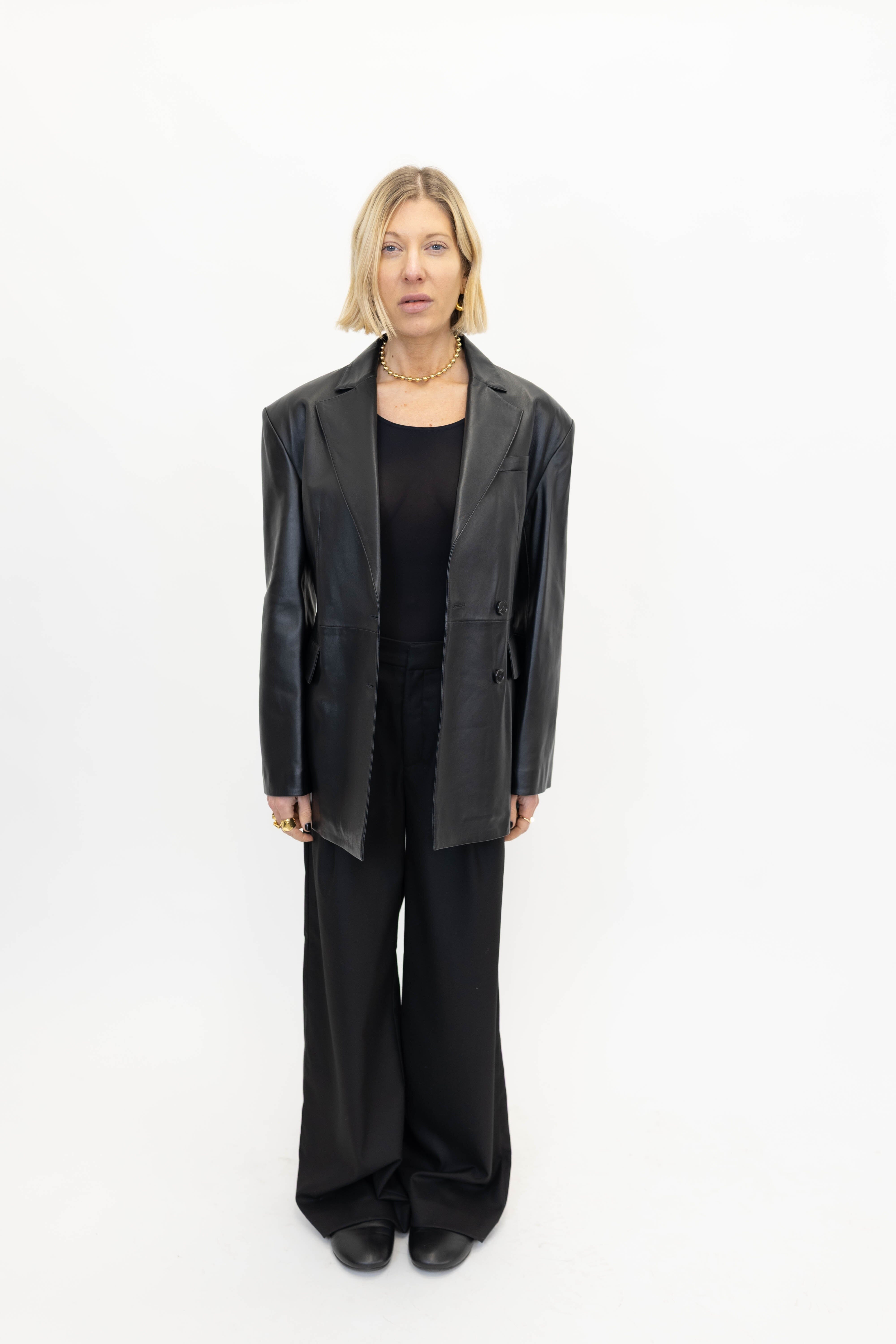 LYDIA LAMB LEATHER BLAZER BLACK BLAZER ARMA 