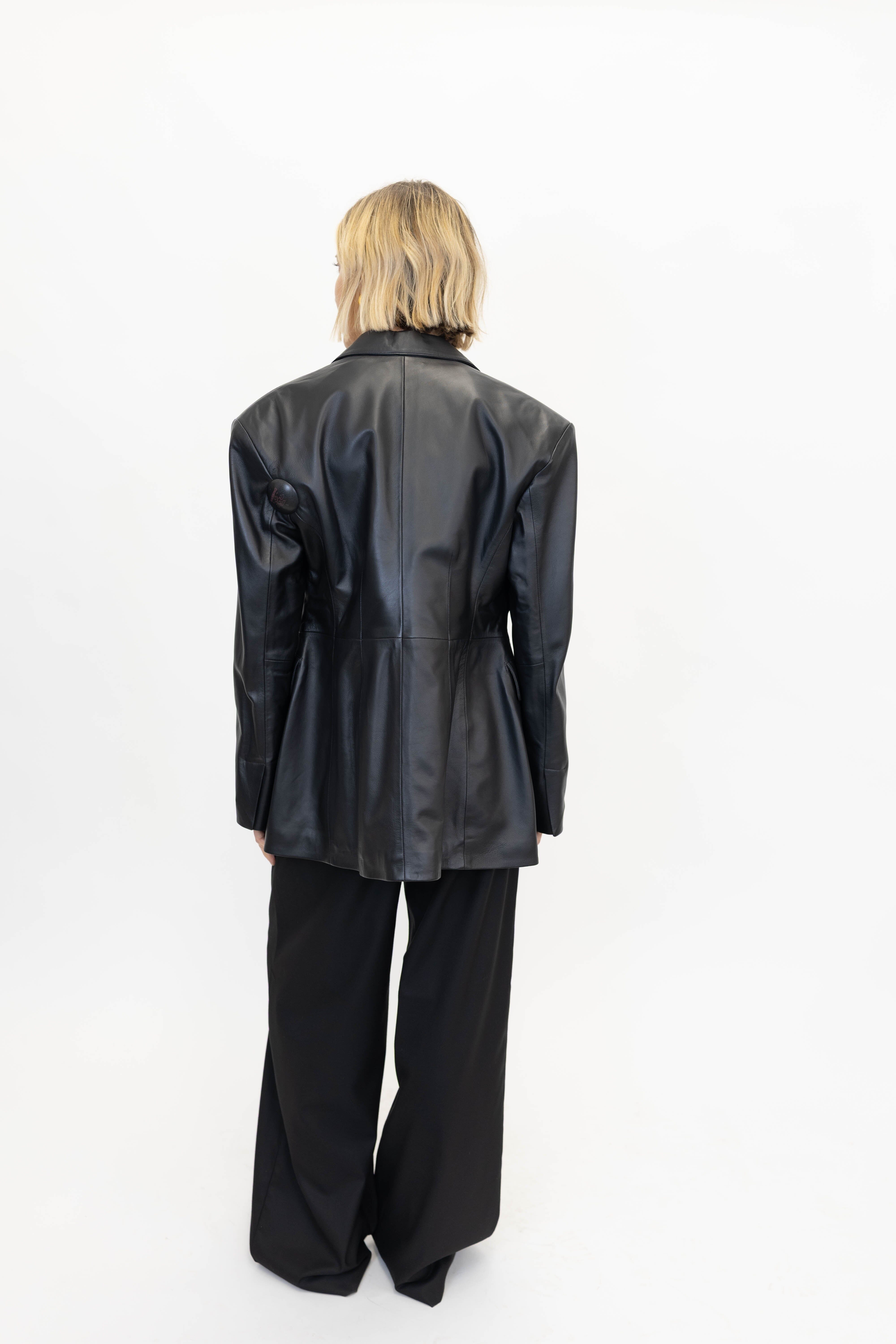 LYDIA LAMB LEATHER BLAZER BLACK BLAZER ARMA 