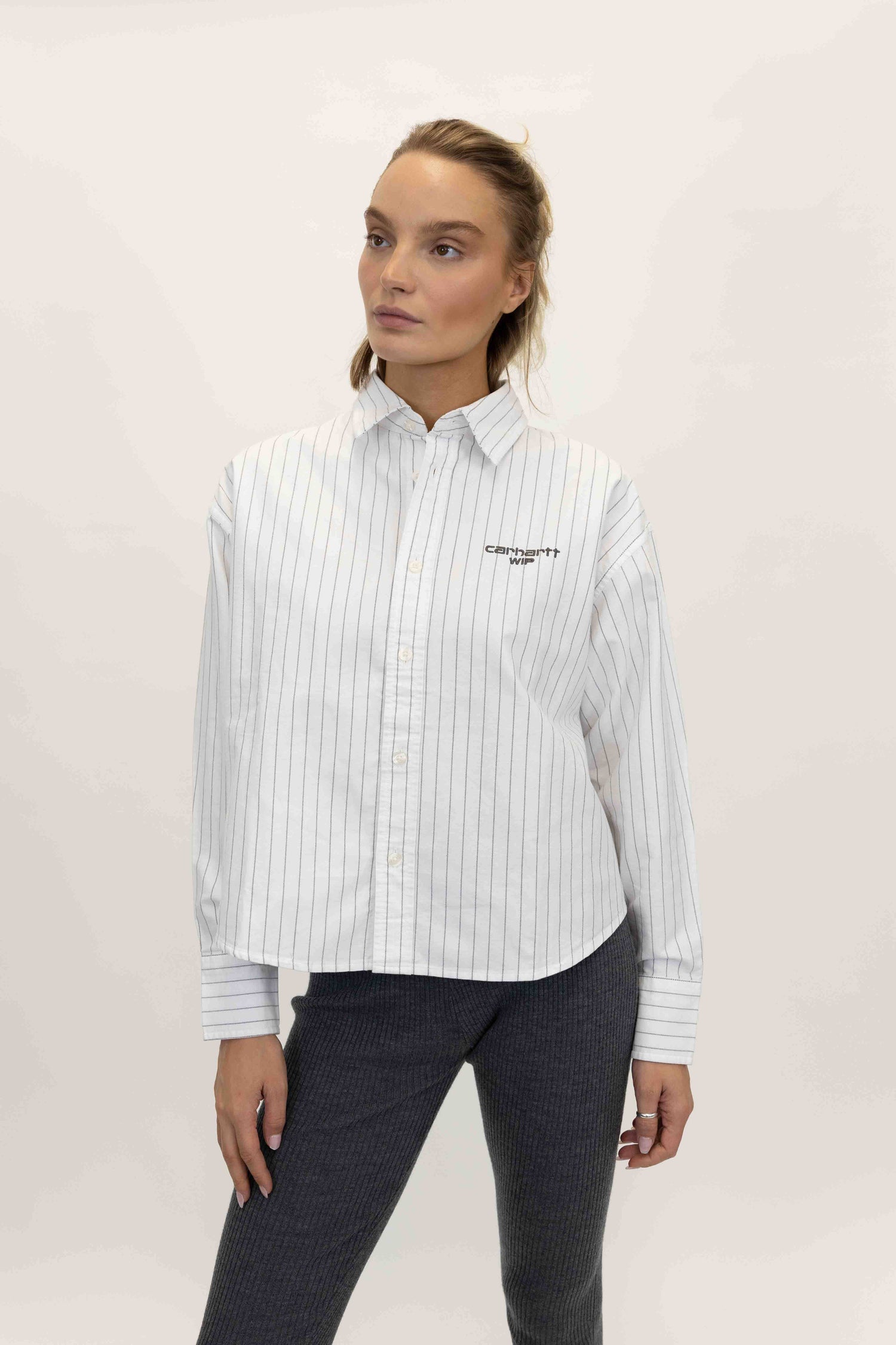 W’ L/S CASSEL STRIPE SHIRT IN WHITE/BLACK SHIRT CARHARTT 