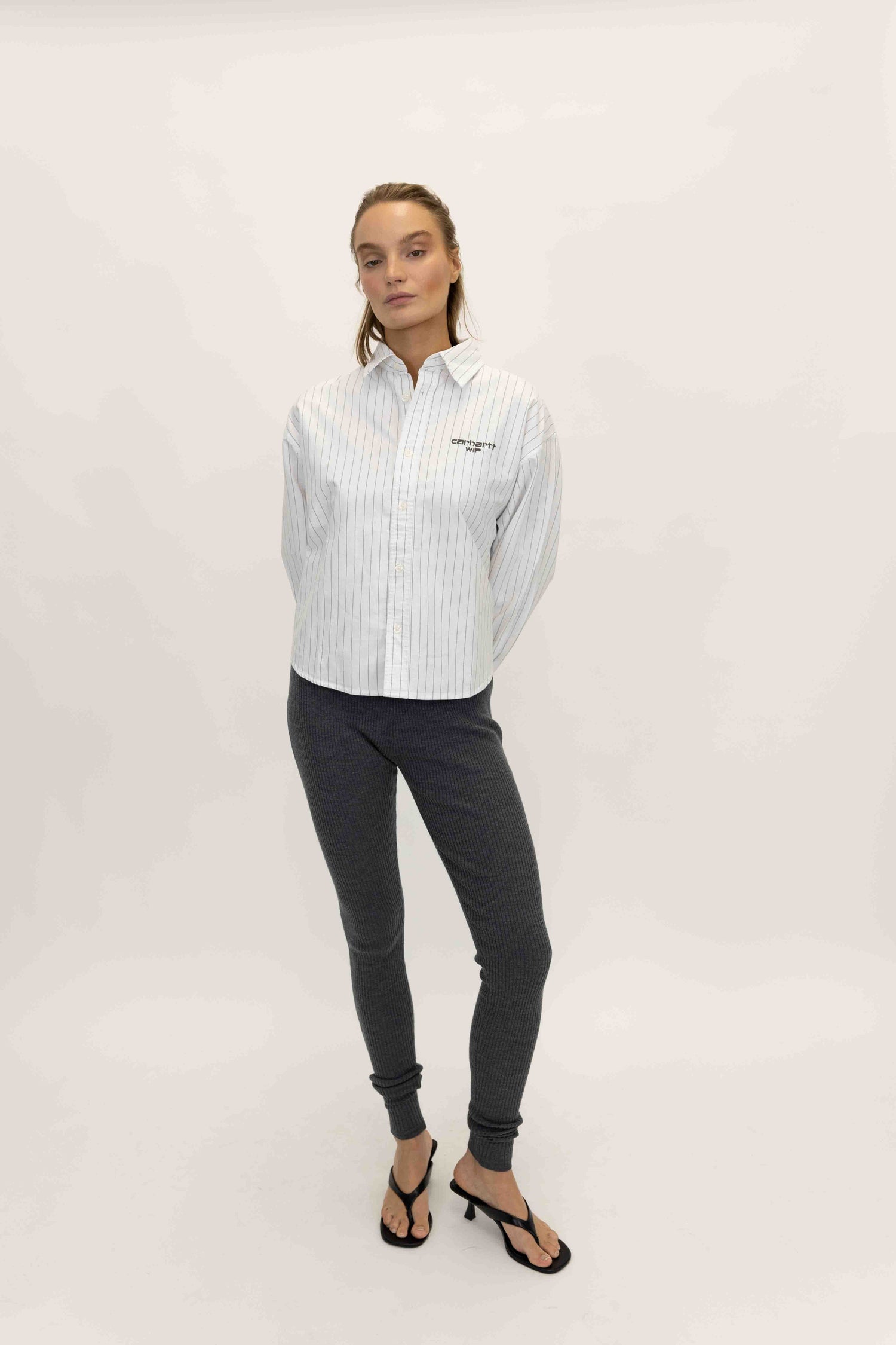 W’ L/S CASSEL STRIPE SHIRT IN WHITE/BLACK SHIRT CARHARTT 