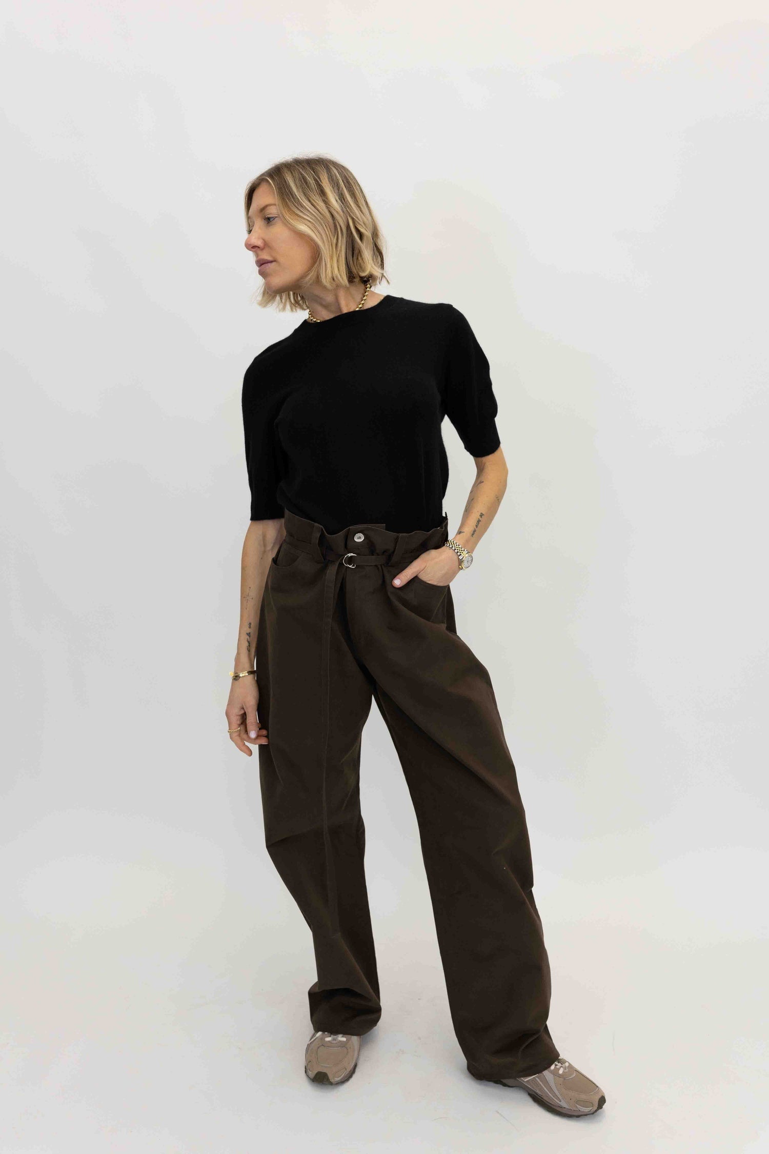COTTON DRILL PANTS IN DARK BROWN PANTS MAUD VANDEN BEUSSCHE 