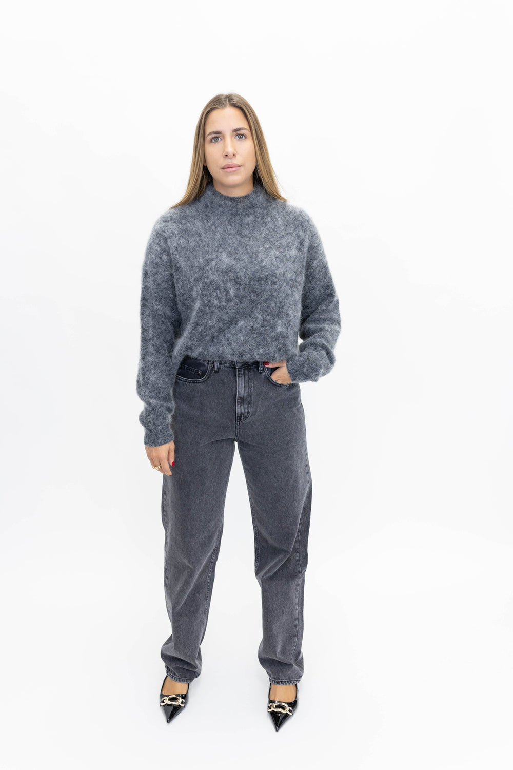 DEBBIEGZ PULLOVER NOOS IN CHARCOAL MELANGE PULLOVER GESTUZ 