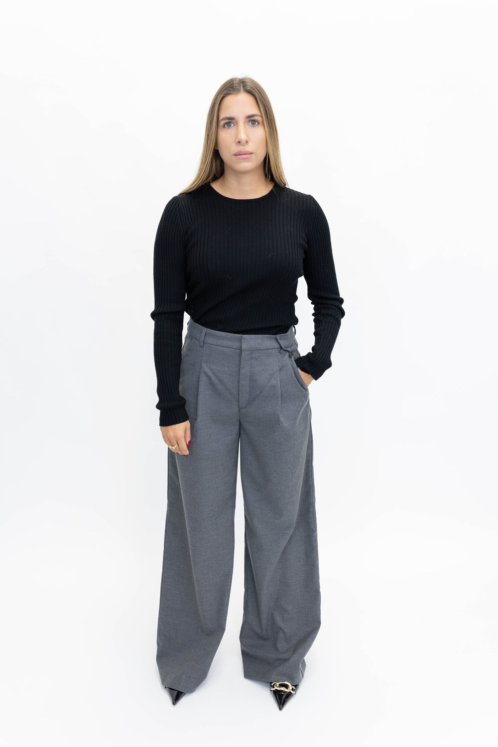 CAMB BLOUSE MERINO WOOL IN BLACK KNIT HERSKIND 