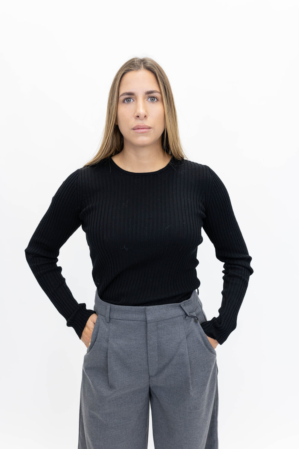 CAMB BLOUSE MERINO WOOL IN BLACK KNIT HERSKIND 
