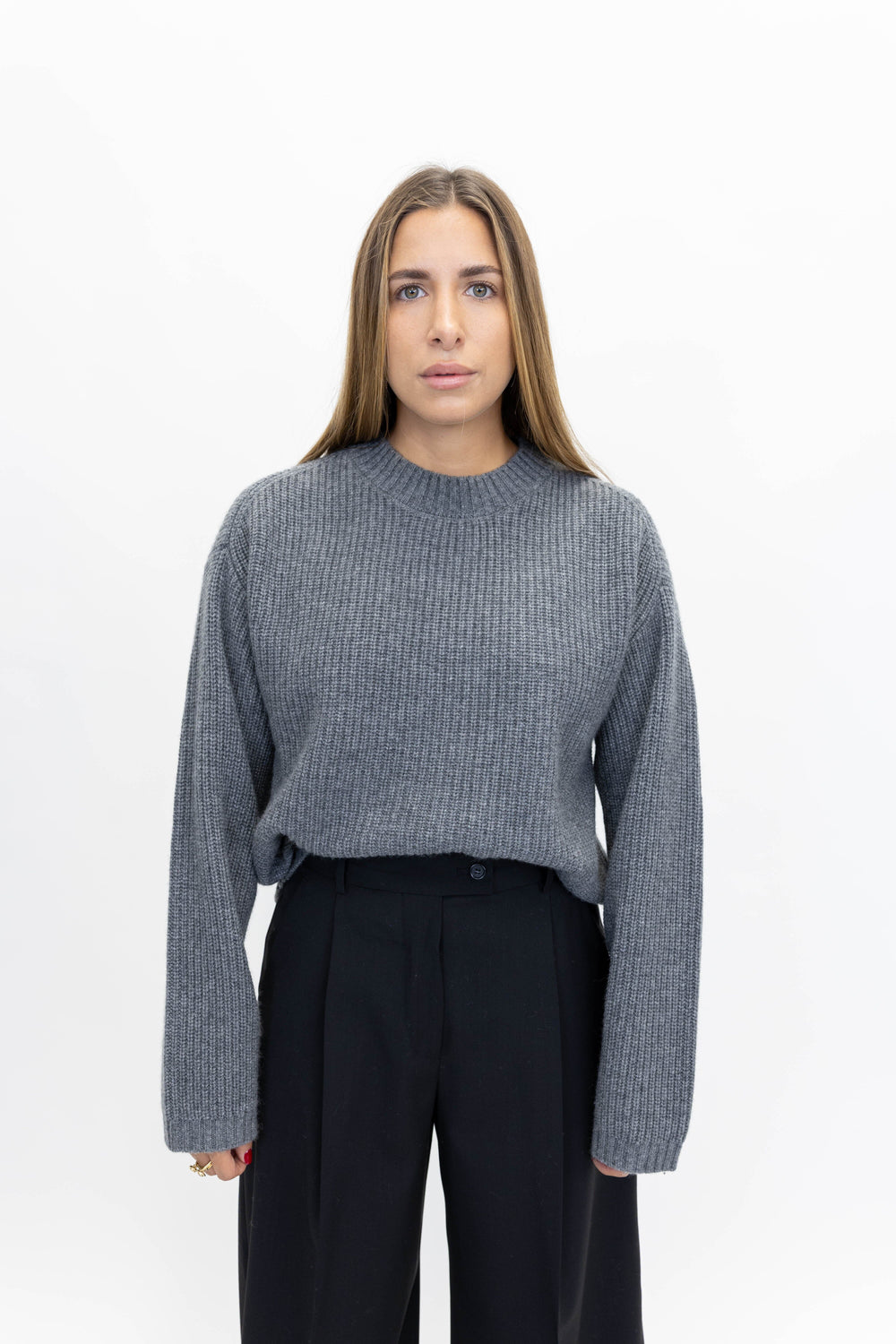 SABBY KNIT BLOUSE IN DARK GREY KNIT HERSKIND 