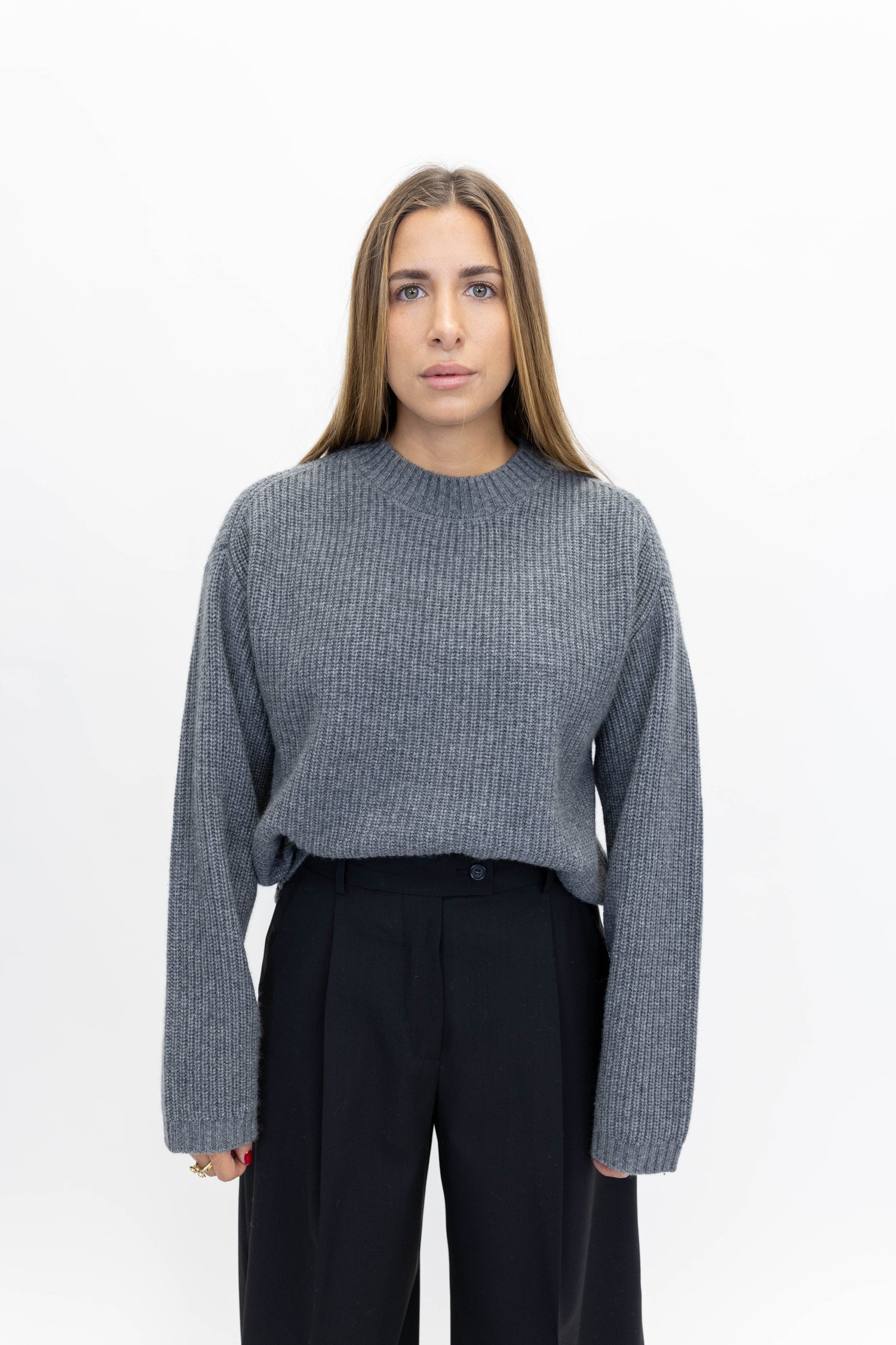 SABBY KNIT BLOUSE IN DARK GREY KNIT HERSKIND 