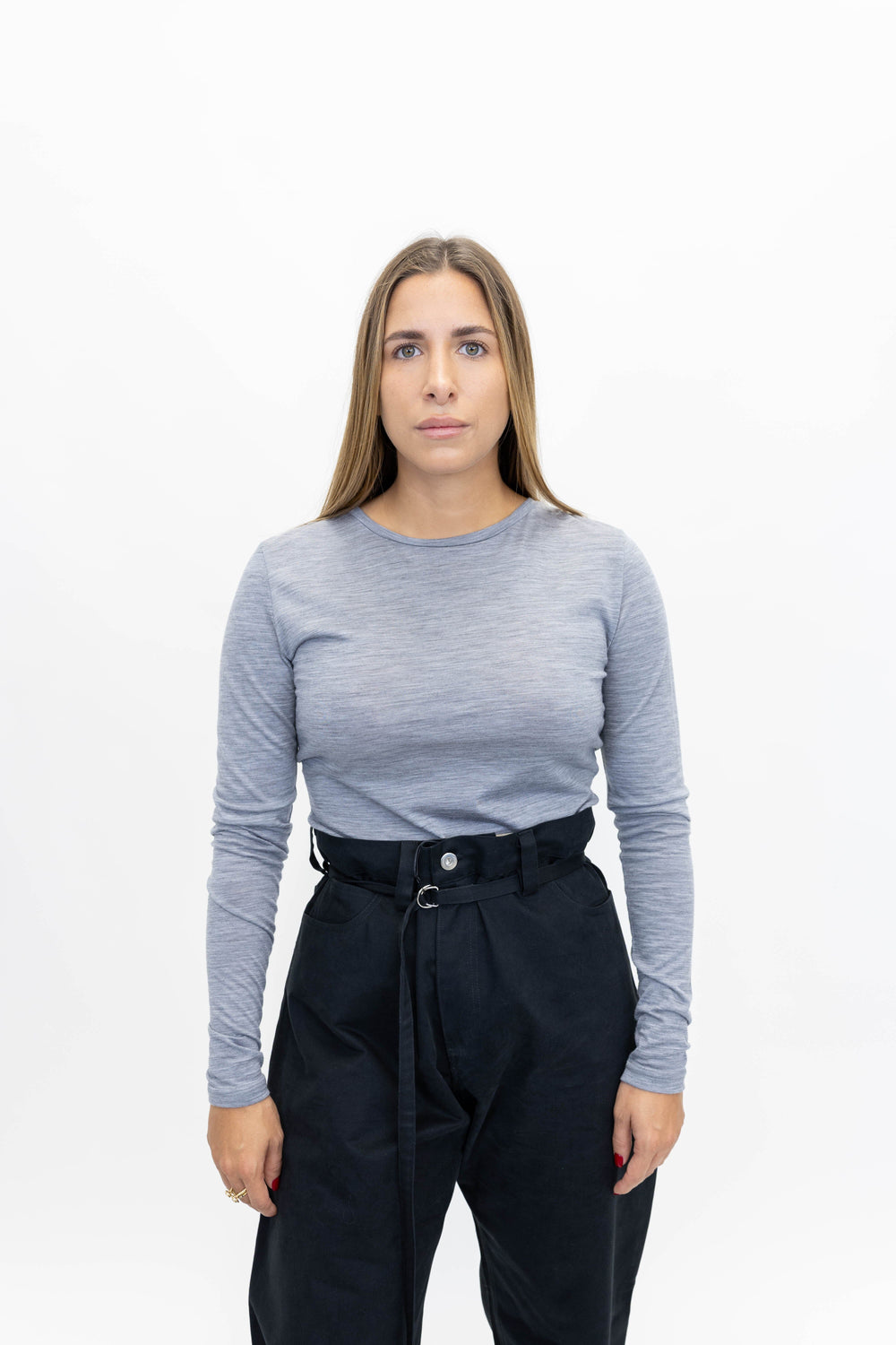 SIVIDAGZ LS WOOL TEE IN GREY MELANGE TSHIRT GESTUZ 