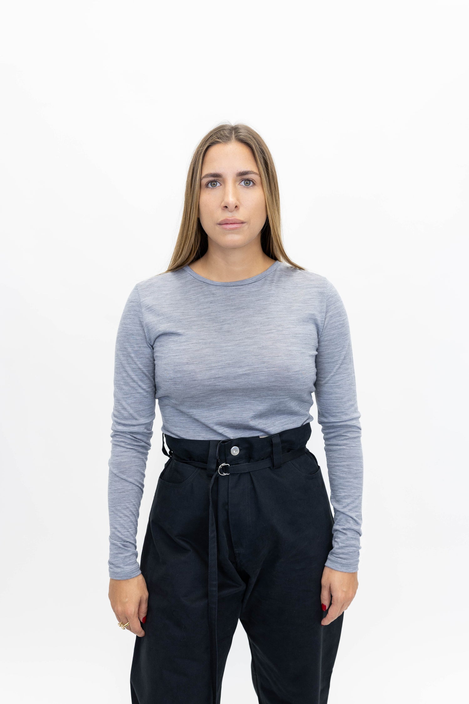 SIVIDAGZ LS WOOL TEE IN GREY MELANGE TSHIRT GESTUZ 