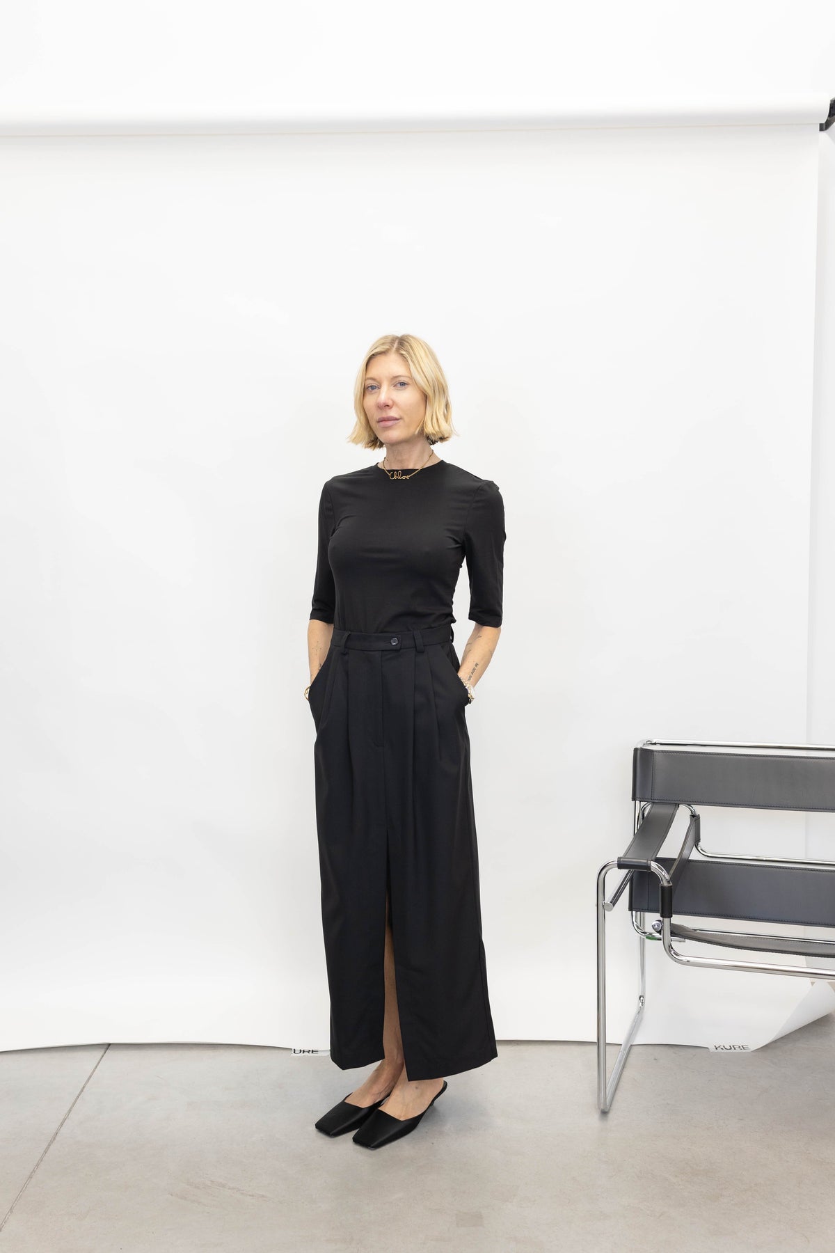 MAXI SKIRT IN BLACK SKIRT STUDIO CUT 