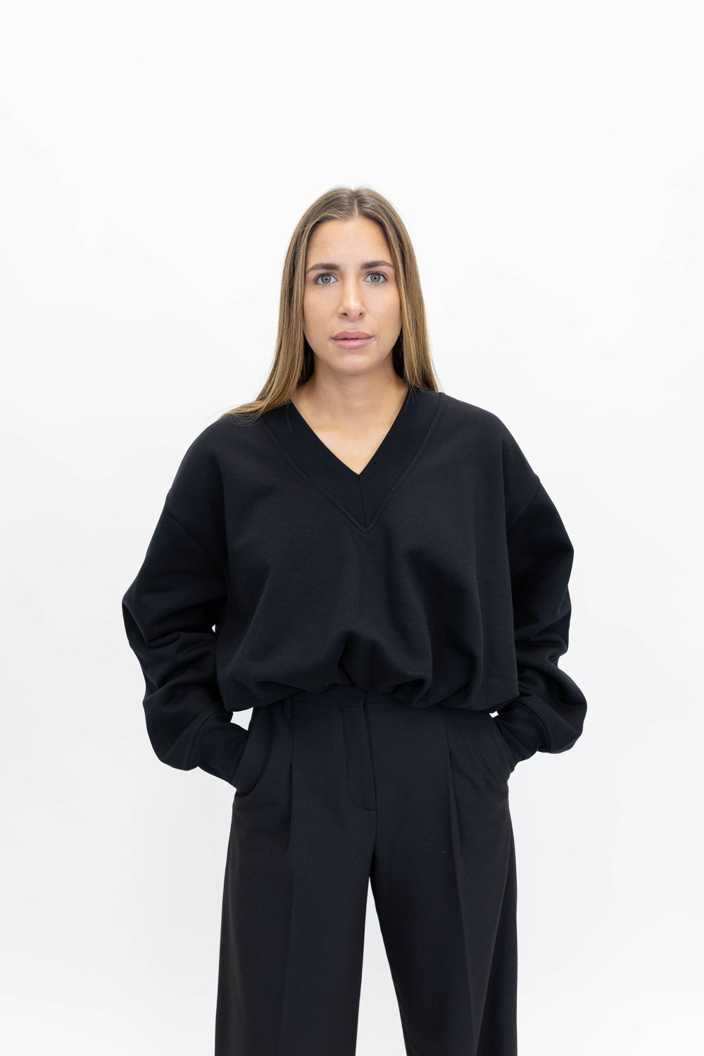 MAXMARA-COLLEG SWEATSHIRT VNECK-BLACK SWEATSHIRT MAXMARA 