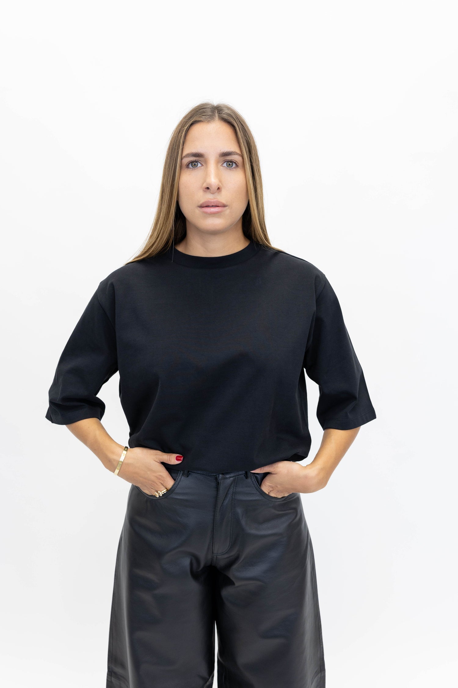 OVERSIZED COTTON T- SHIRT IN BLACK TEES ROHE 