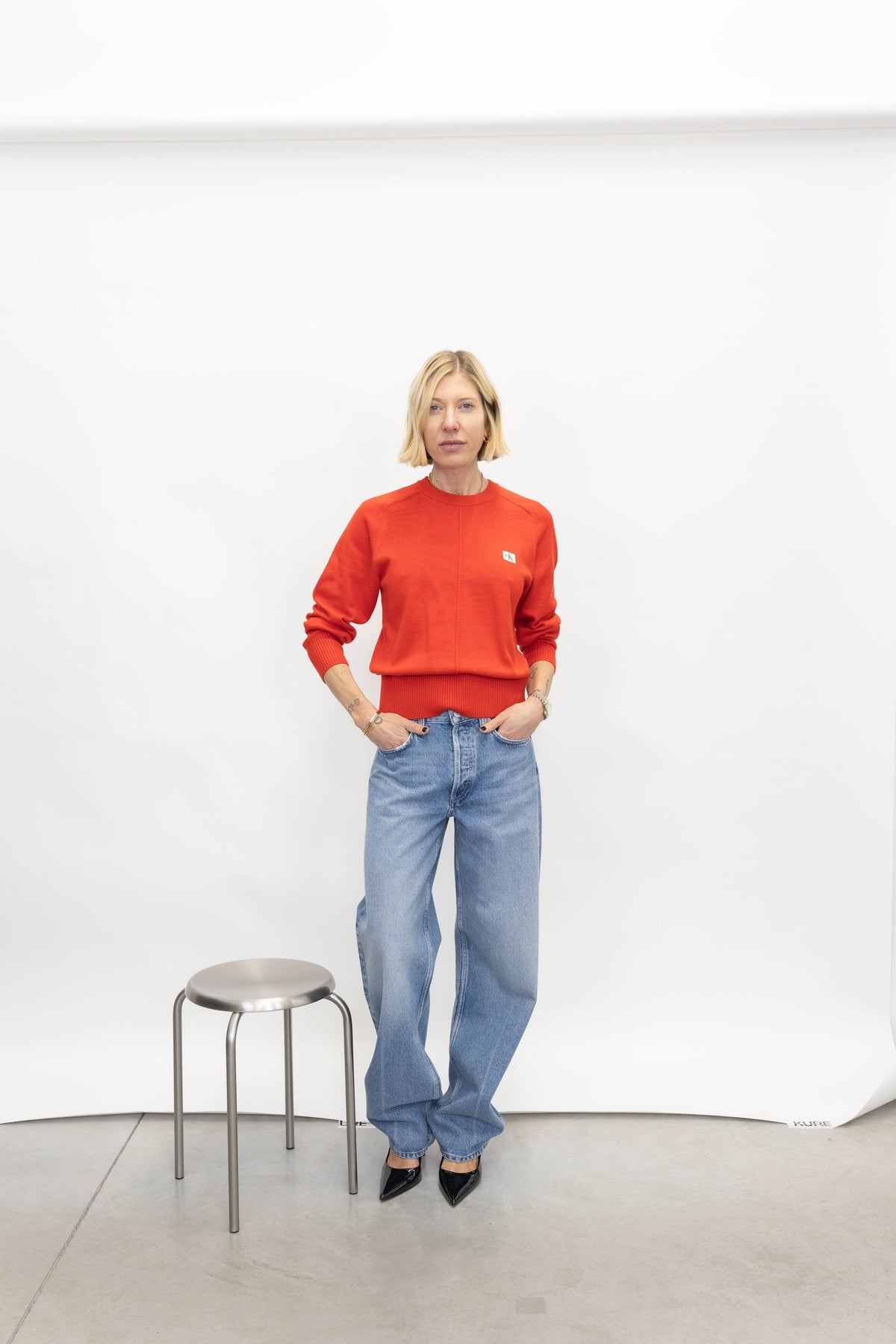CREWNECK PULLOVER IN GOJI BERRY PULLOVER CALVIN KLEIN 