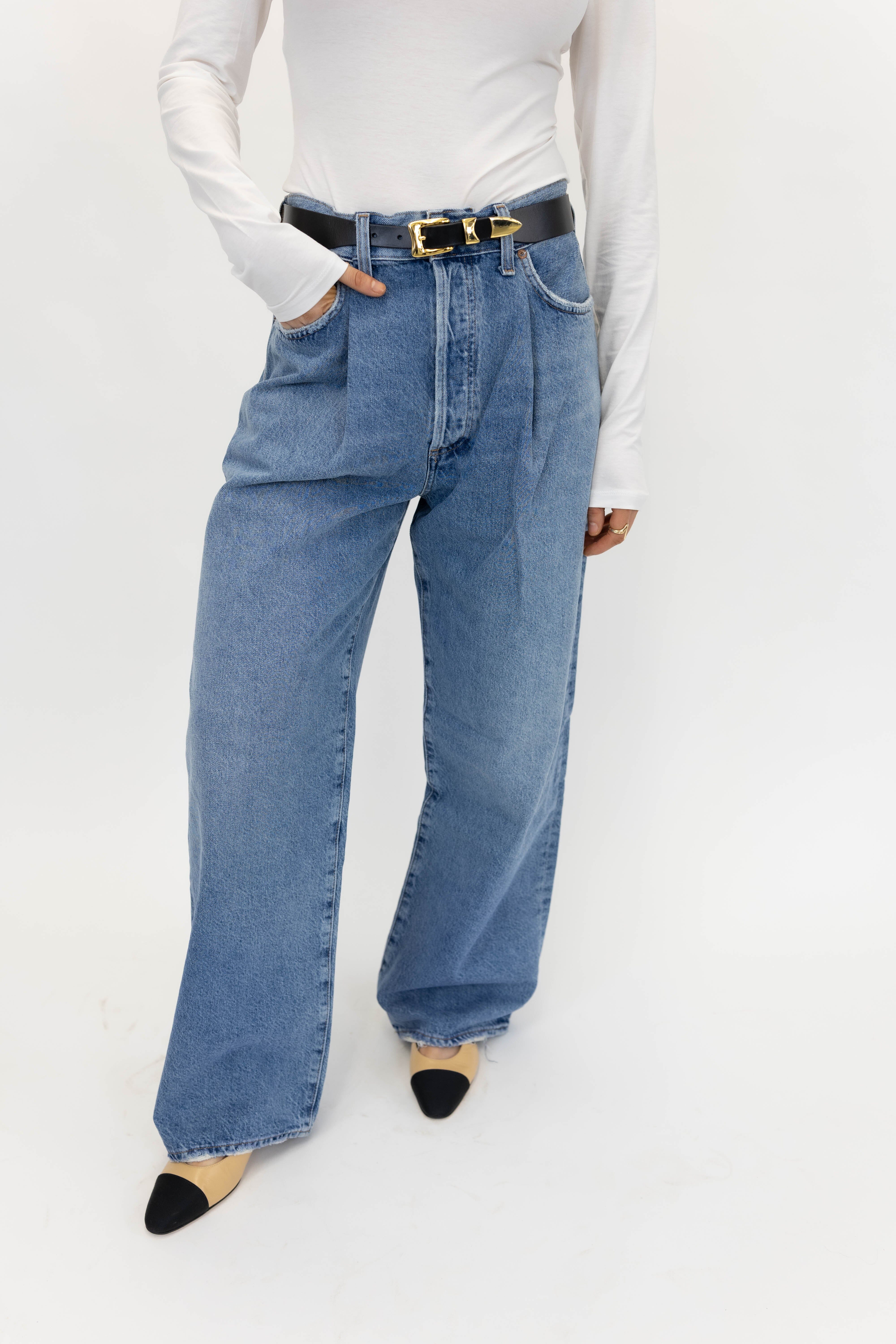 FRANKA PLEAT BAGGY IN MANTRA JEANS AGOLDE 