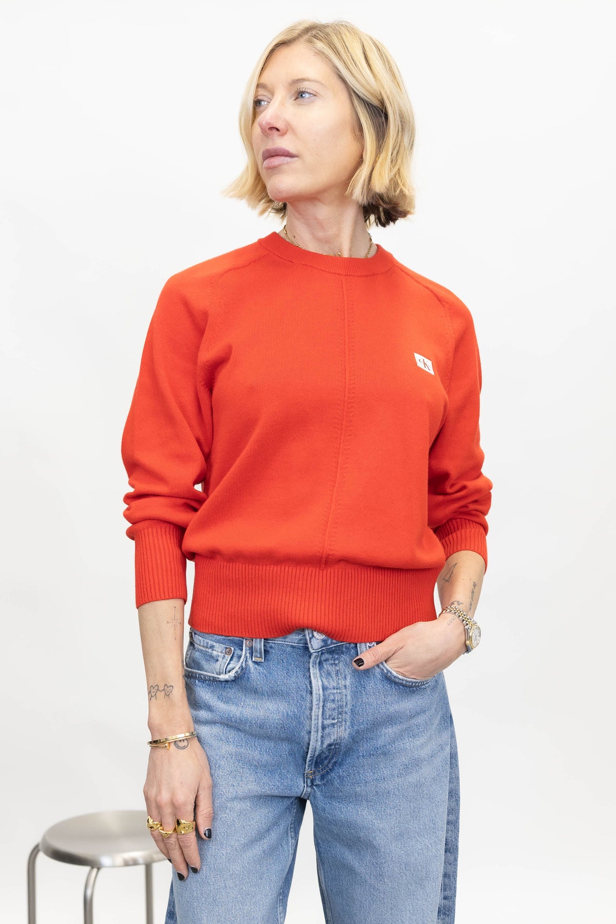 CREWNECK PULLOVER IN GOJI BERRY PULLOVER CALVIN KLEIN 