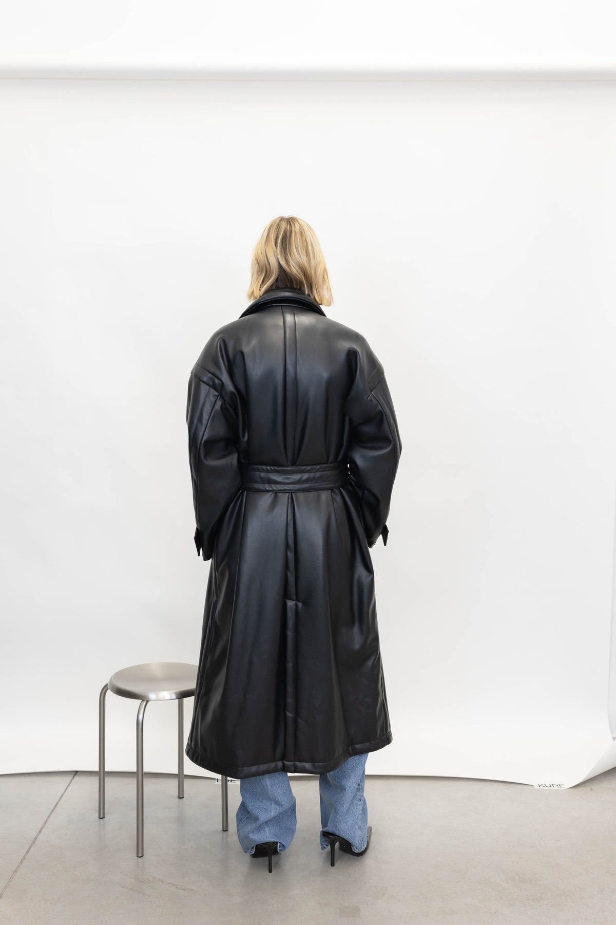 EMILY FAUX LEATHER PUFFER BELTED TRENCH COAT TRENCH STAND STUDIO 