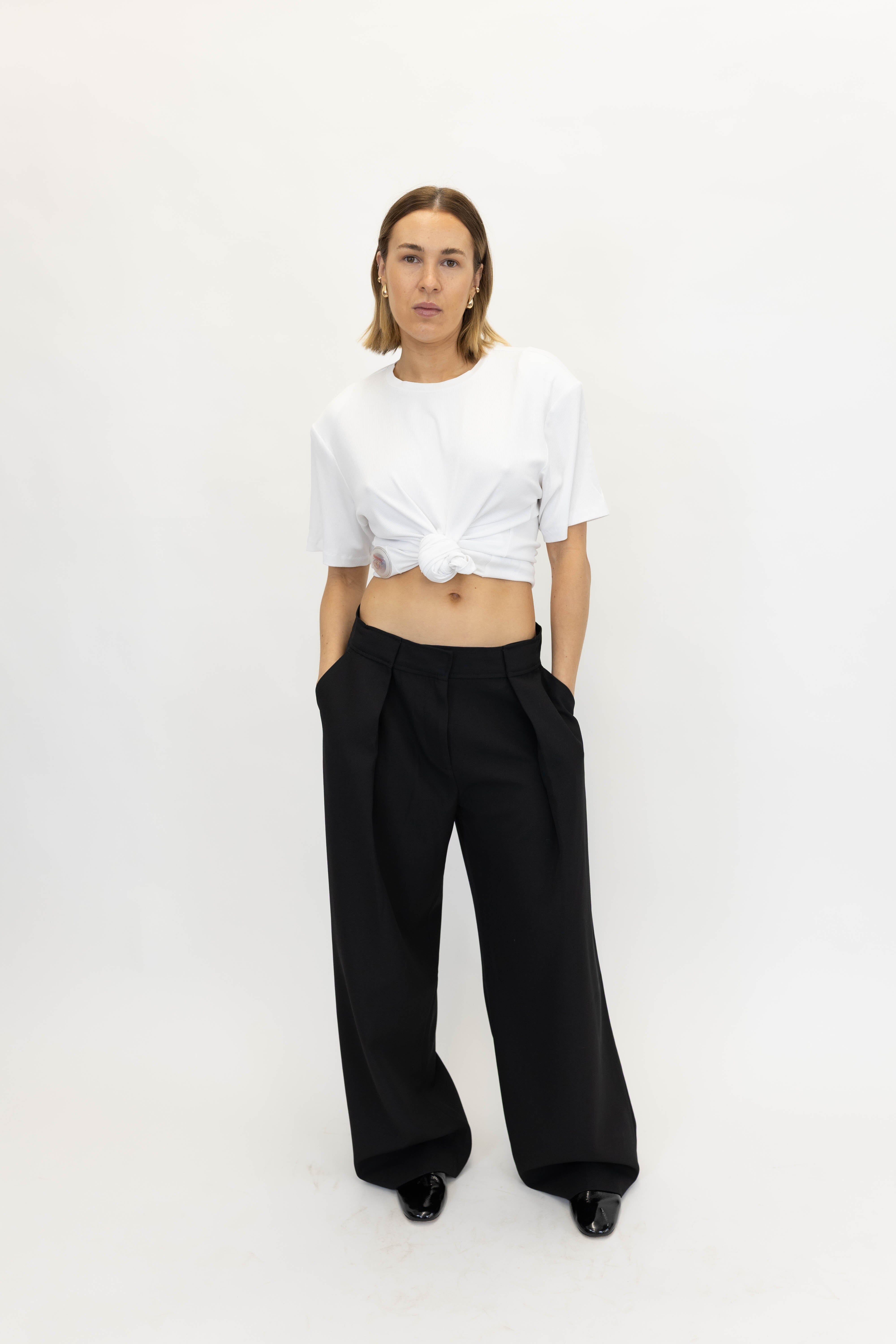 TONI TEE WITH FRONT BOW AND SHOULDER PADS T-SHIRT KURE 