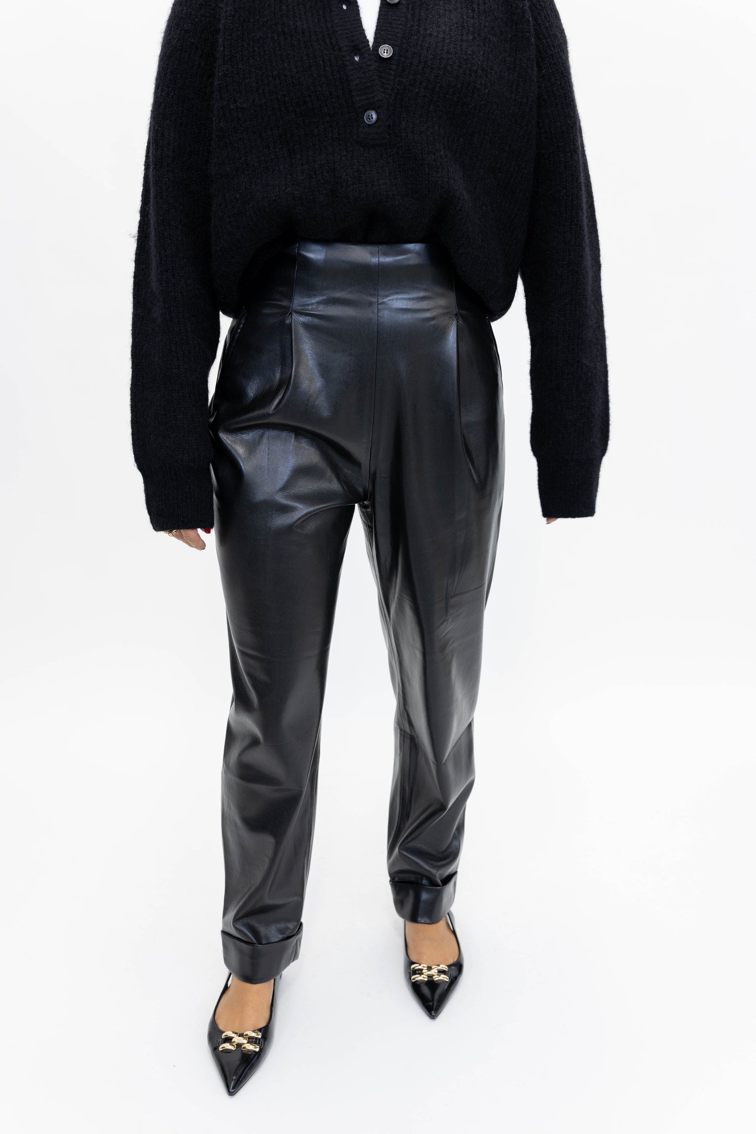 YOLENE HIGH WAISTED PANTS IN BLACK PANTS THE ANDAMANE 