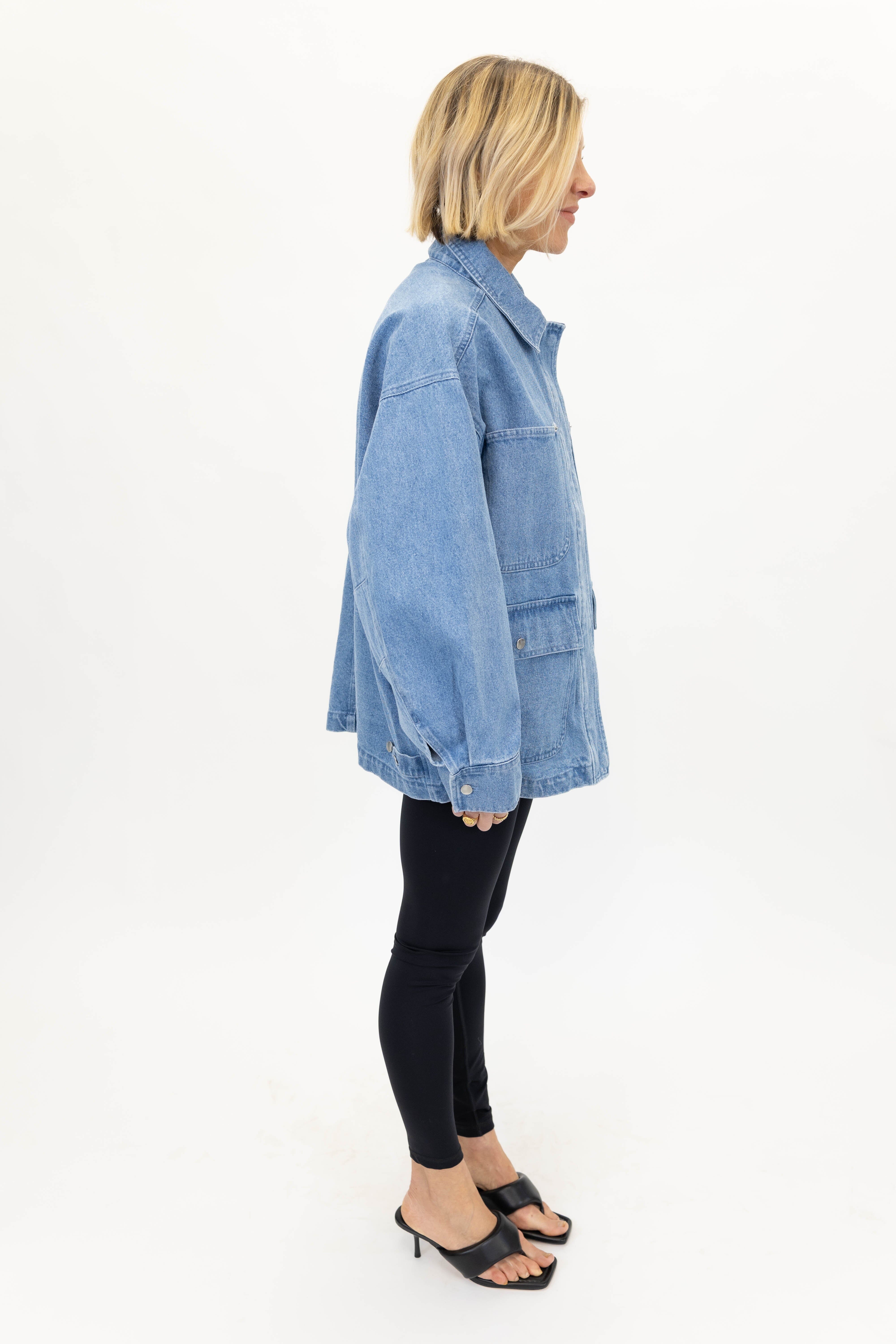 MERCER DENIM JACKET IN BLUE VINTAGE JACKET ONE&OTHER 