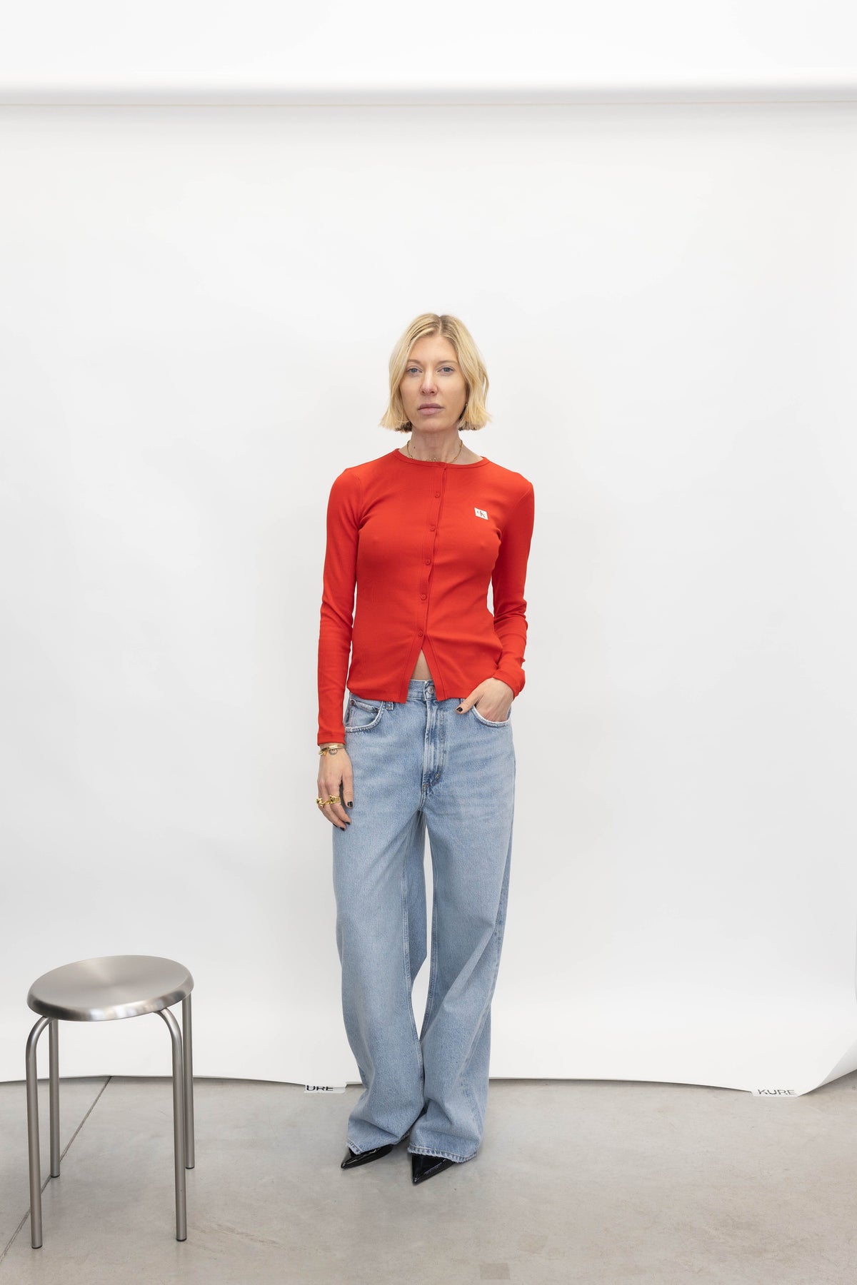LONGSLEEVES CARDIGAN IN GOJI BERRY CARDIGAN CALVIN KLEIN 