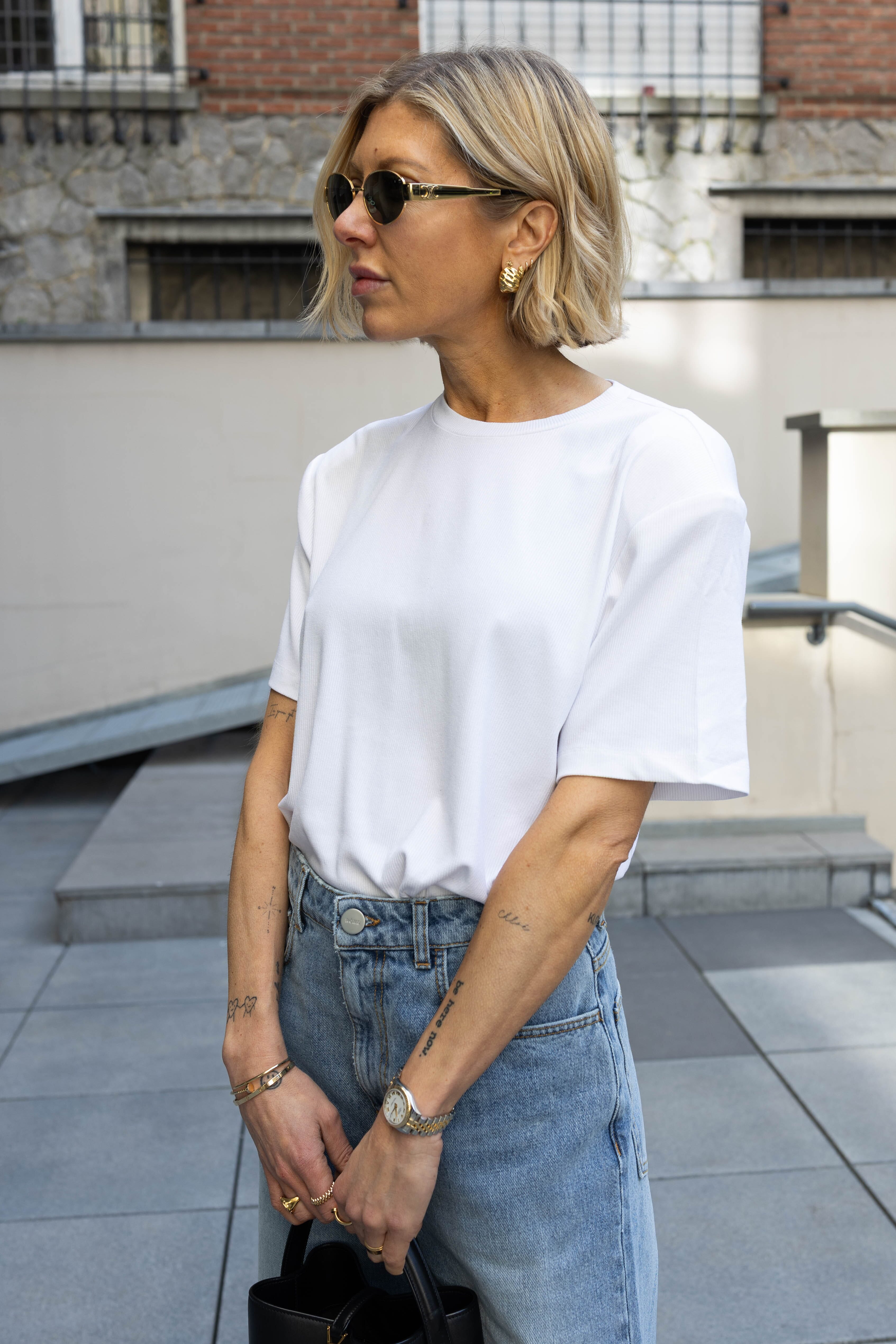 RIB PADDED TEE IN WHITE T-SHIRT KURE 