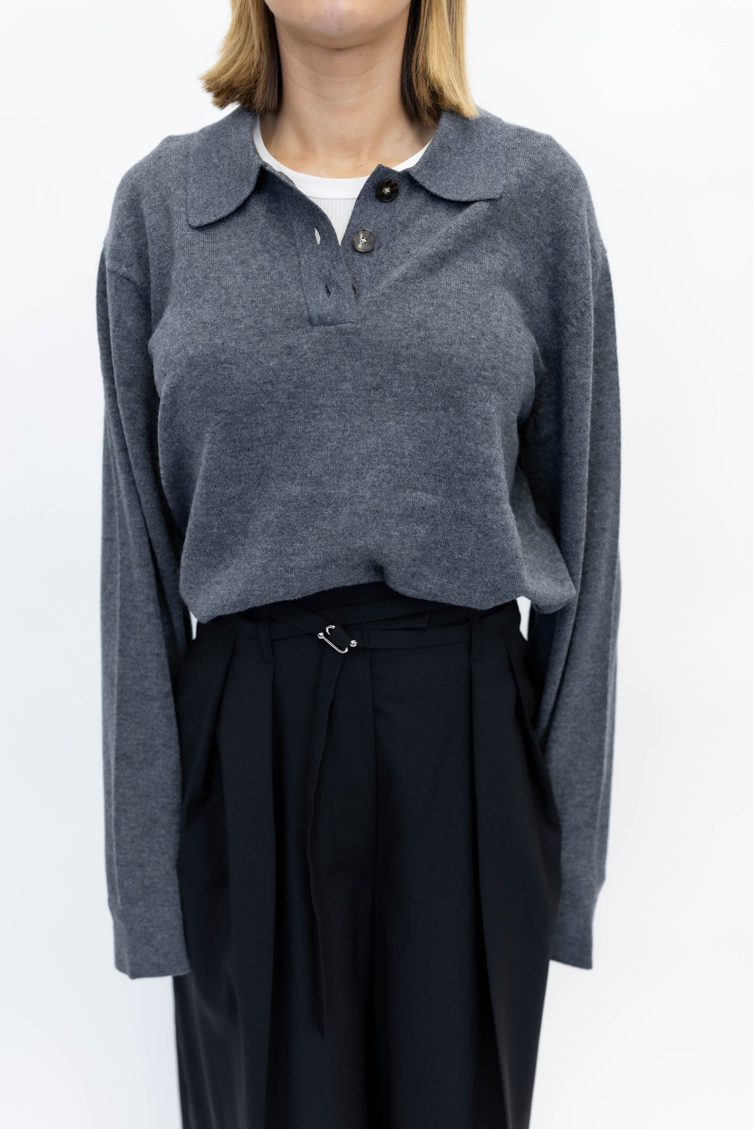 COMO POLO IN GREY MELANGE KNIT THE GARMENT 