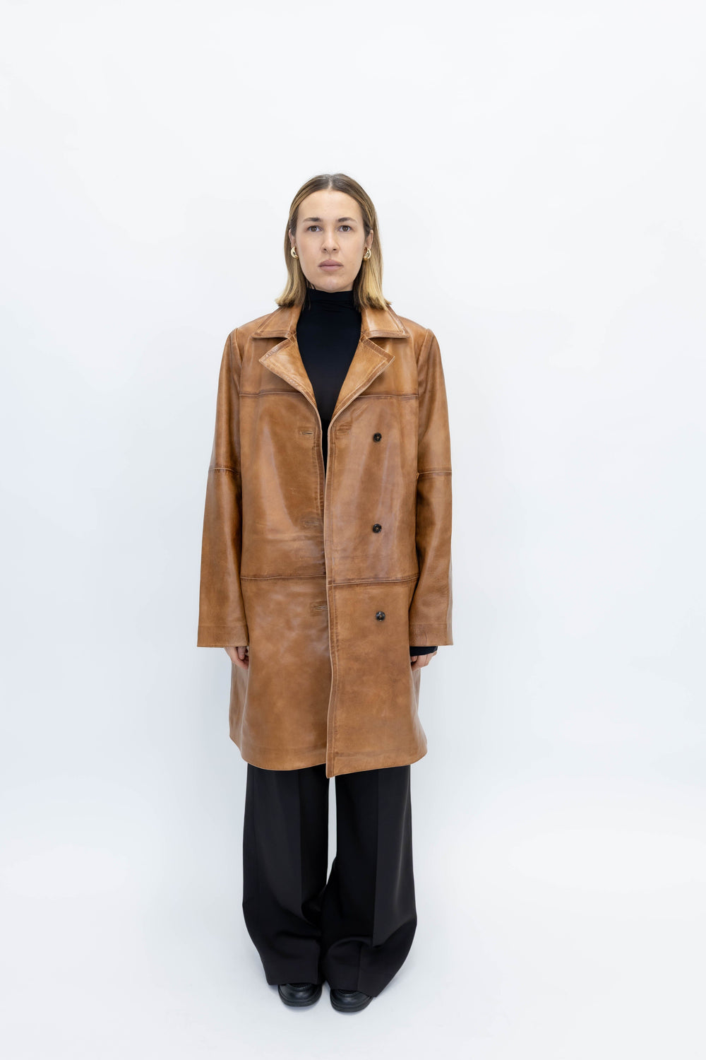 SHELLY LEATHER COAT IN WAXED COGNAC JACKET HERSKIND 