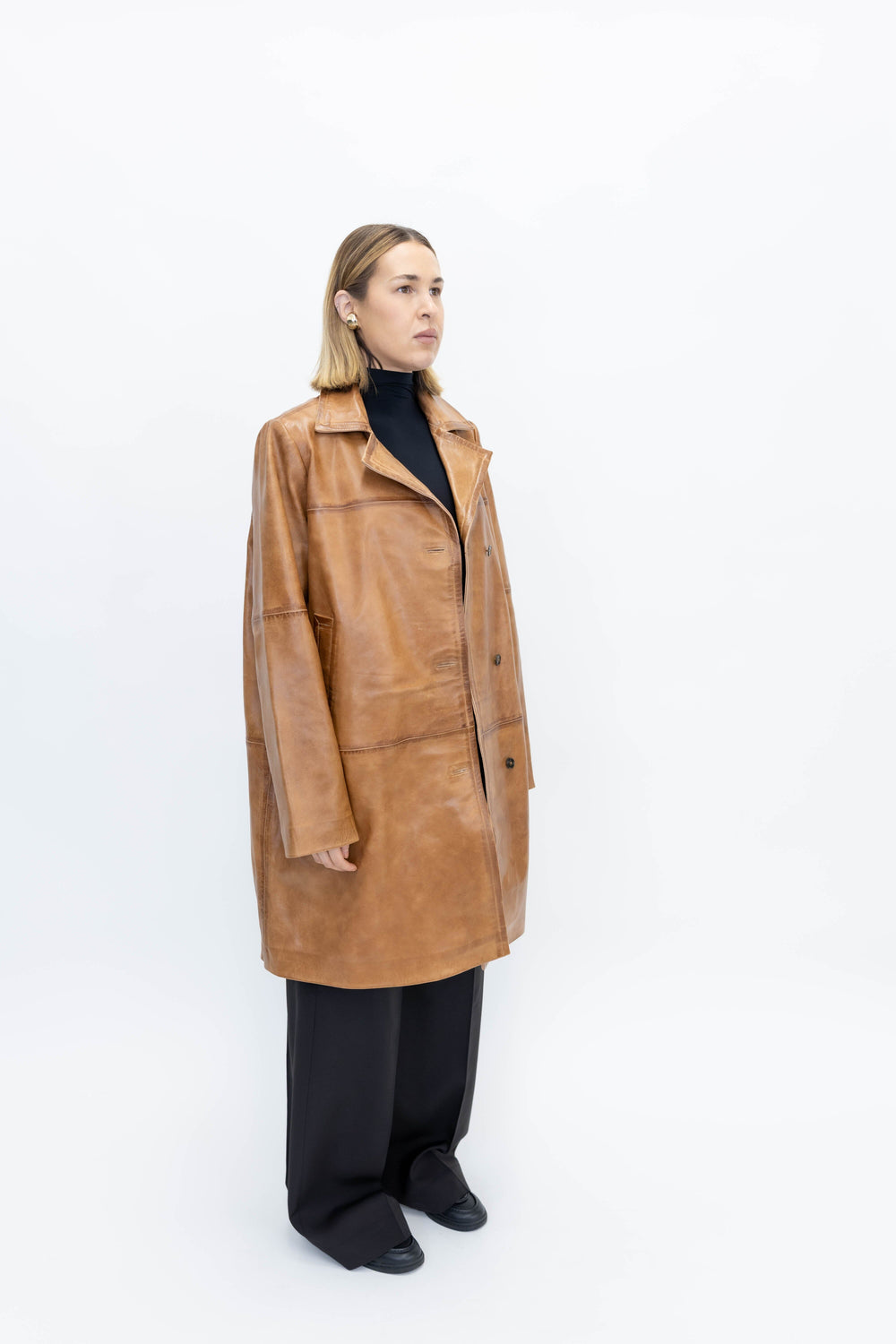 SHELLY LEATHER COAT IN WAXED COGNAC JACKET HERSKIND 