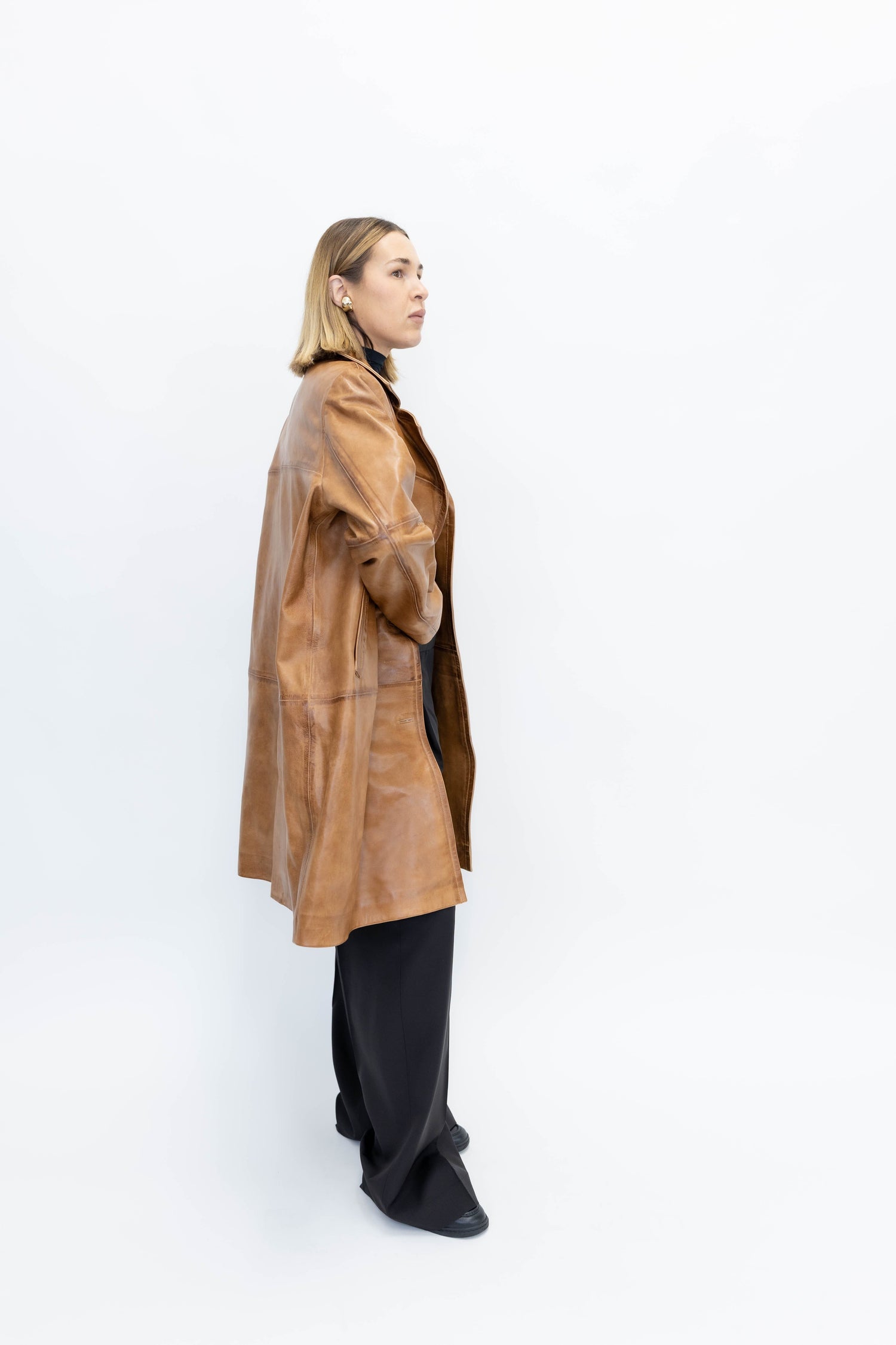 SHELLY LEATHER COAT IN WAXED COGNAC JACKET HERSKIND 